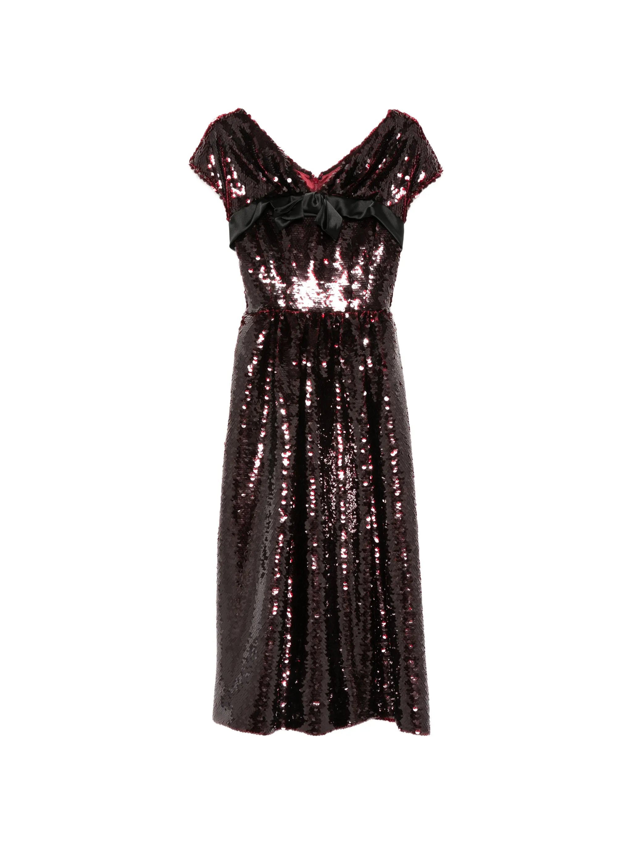 sequin-embellished bow-detail midi dress