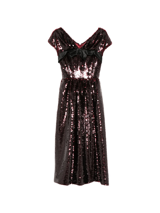 sequin-embellished bow-detail midi dress