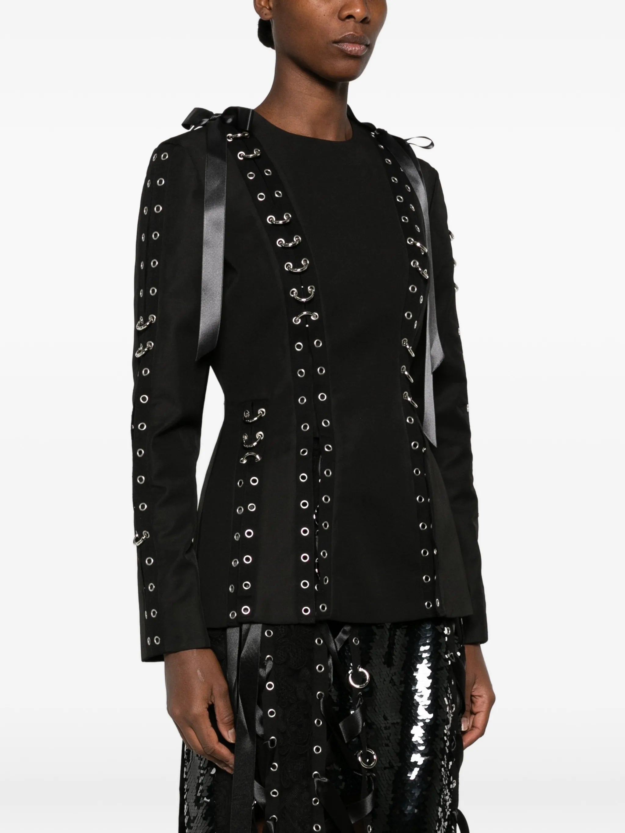 grommet ring-embellished top