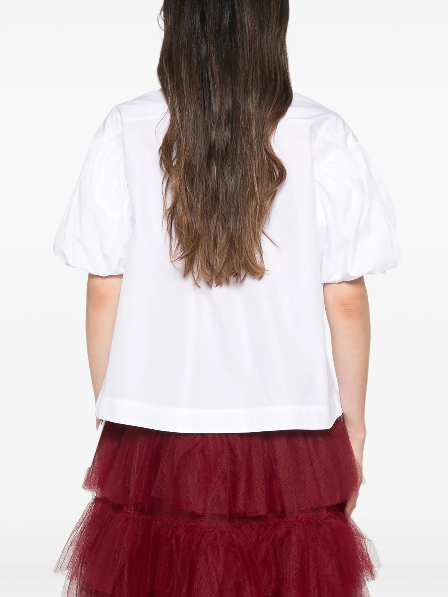 rosette-detail puff-sleeve shirt