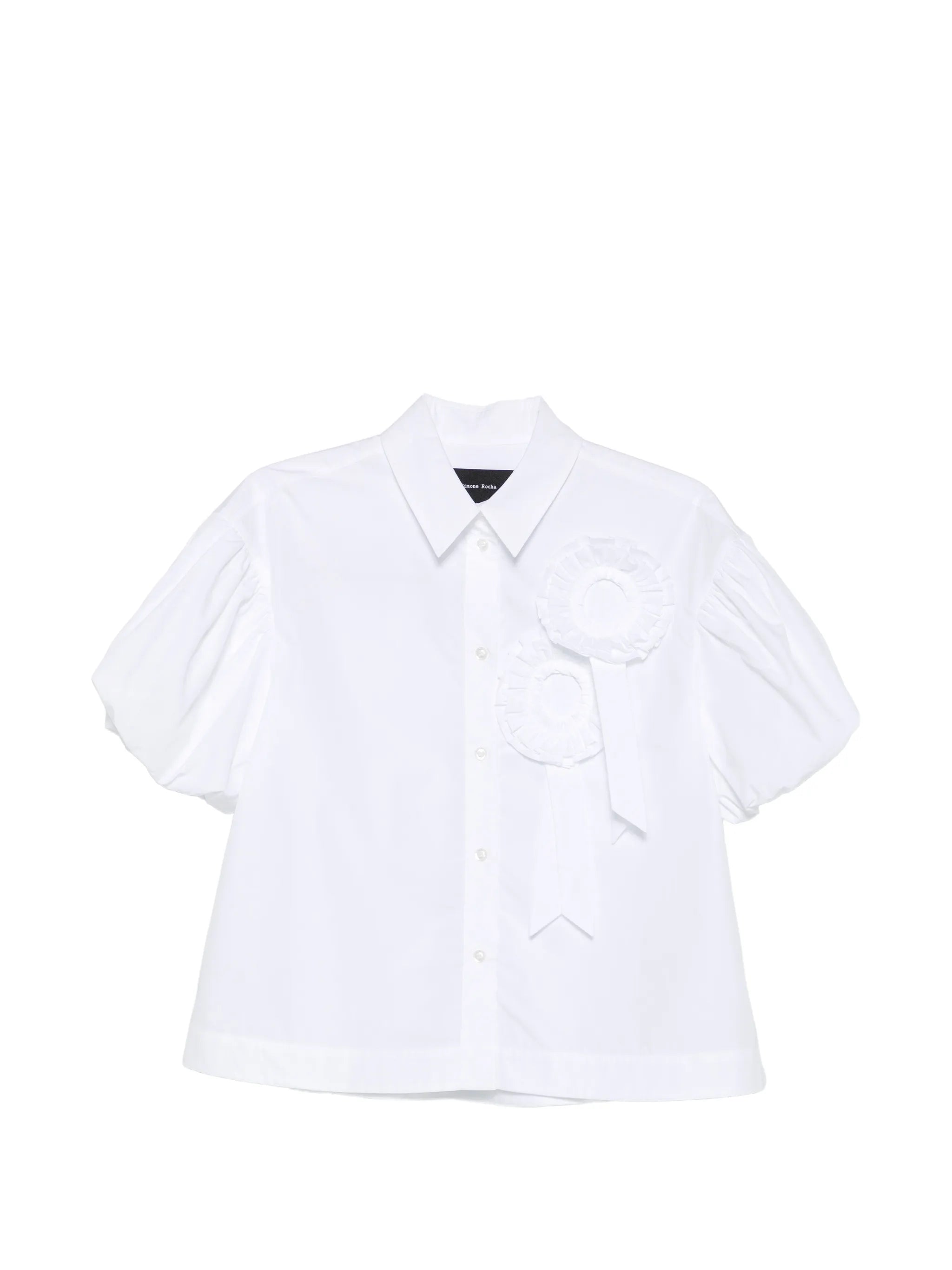 rosette-detail puff-sleeve shirt