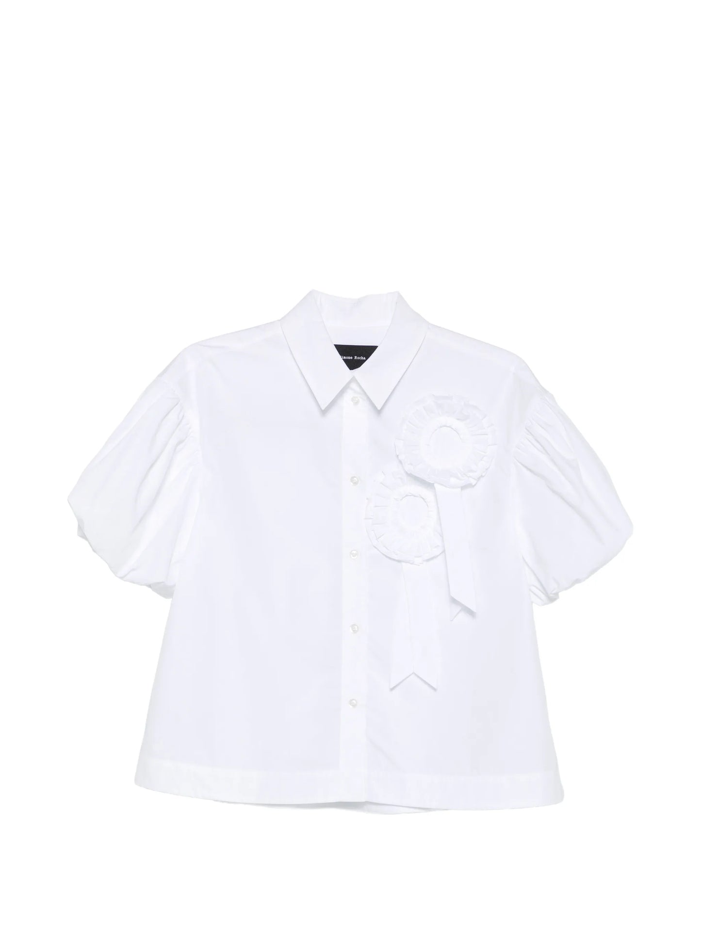 rosette-detail puff-sleeve shirt