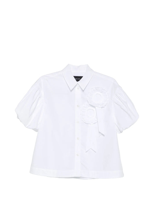 rosette-detail puff-sleeve shirt