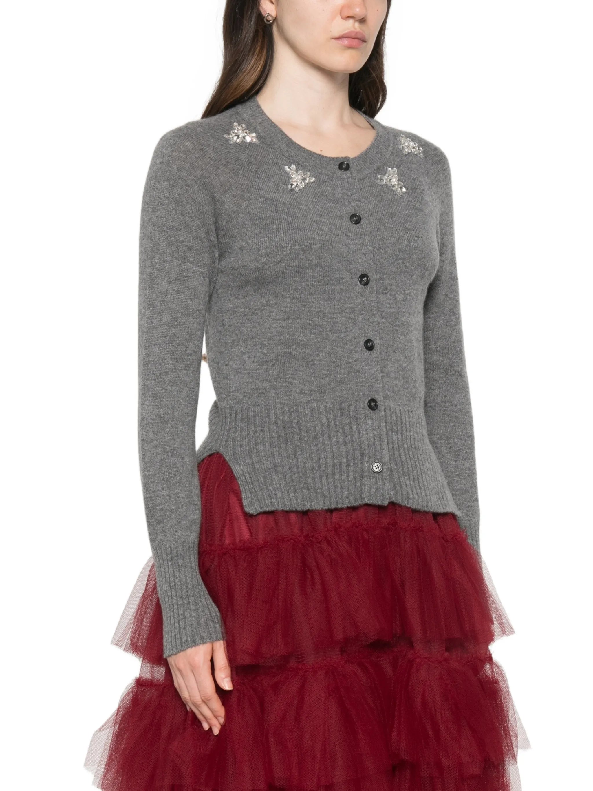 crystal-embellished cashmere cardigan