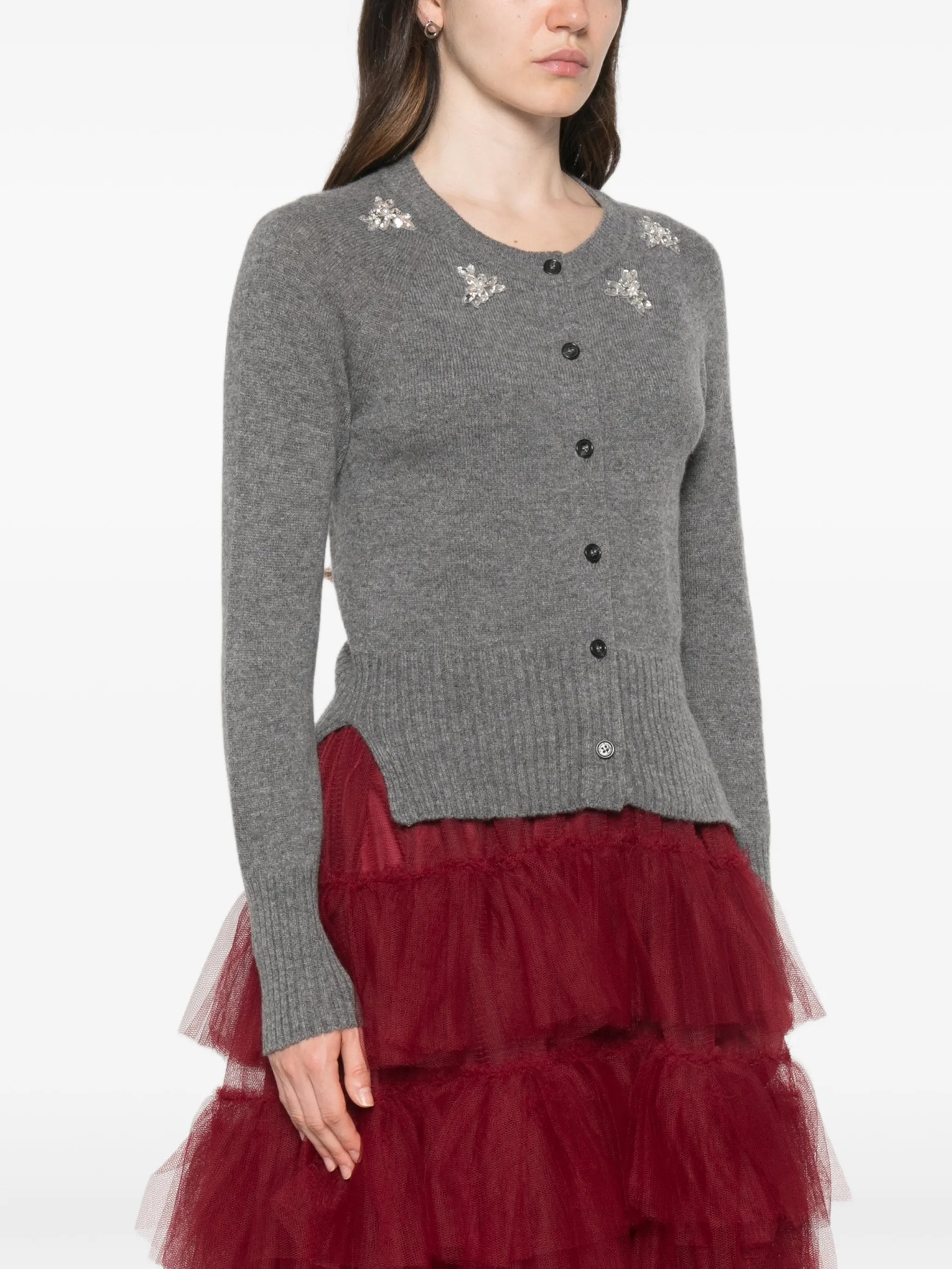 crystal-embellished cashmere cardigan