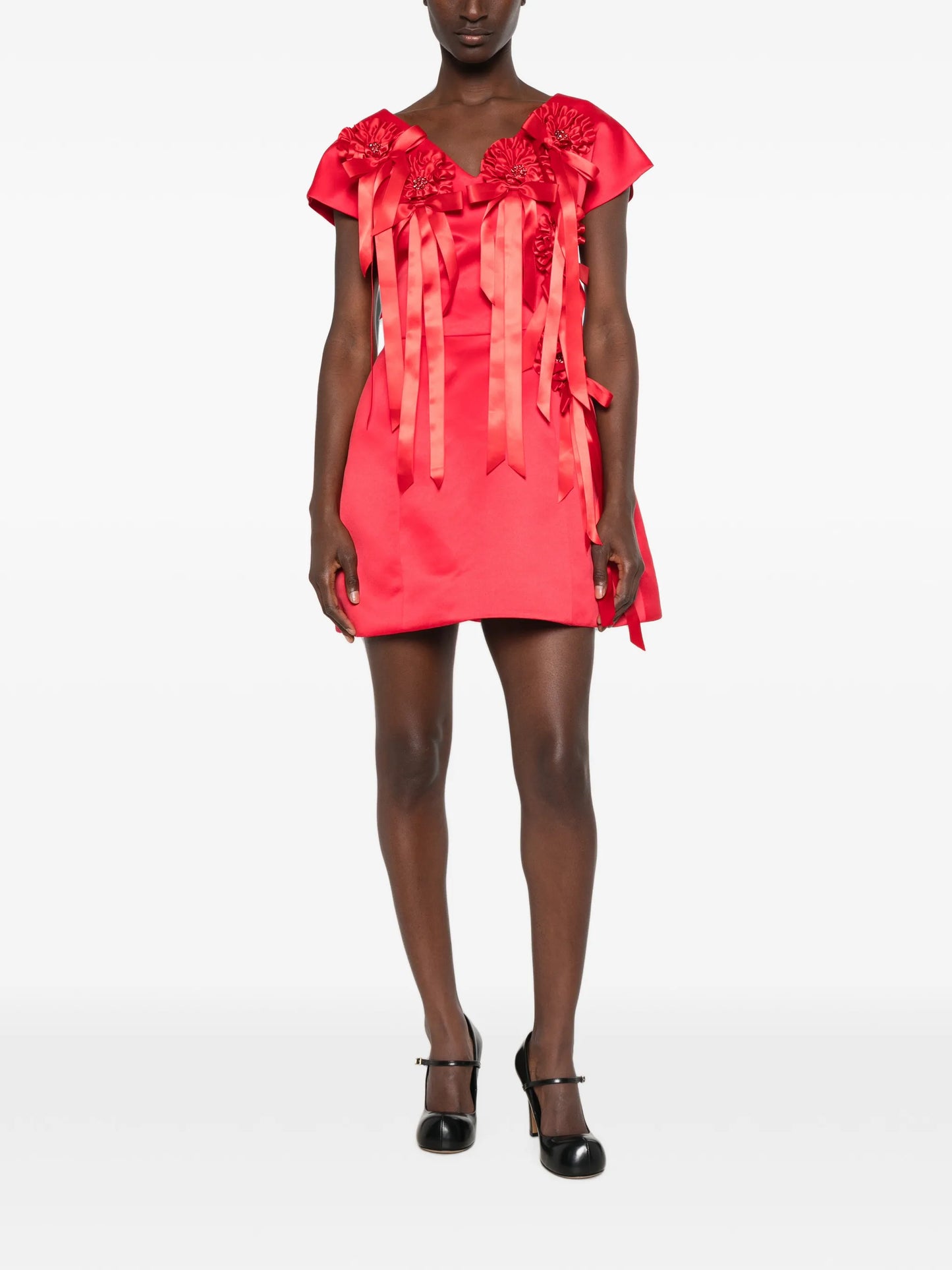 rosette-detail ruffled mini dress