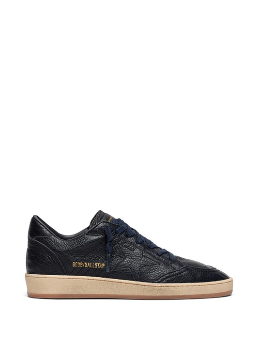 Ball Star in navy-blue leather with tone-on tone leather star sneakers