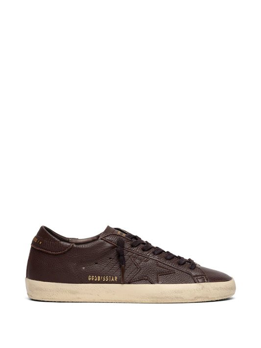 Super Star in dark brown leather with tone-on-tone leather star sneakers