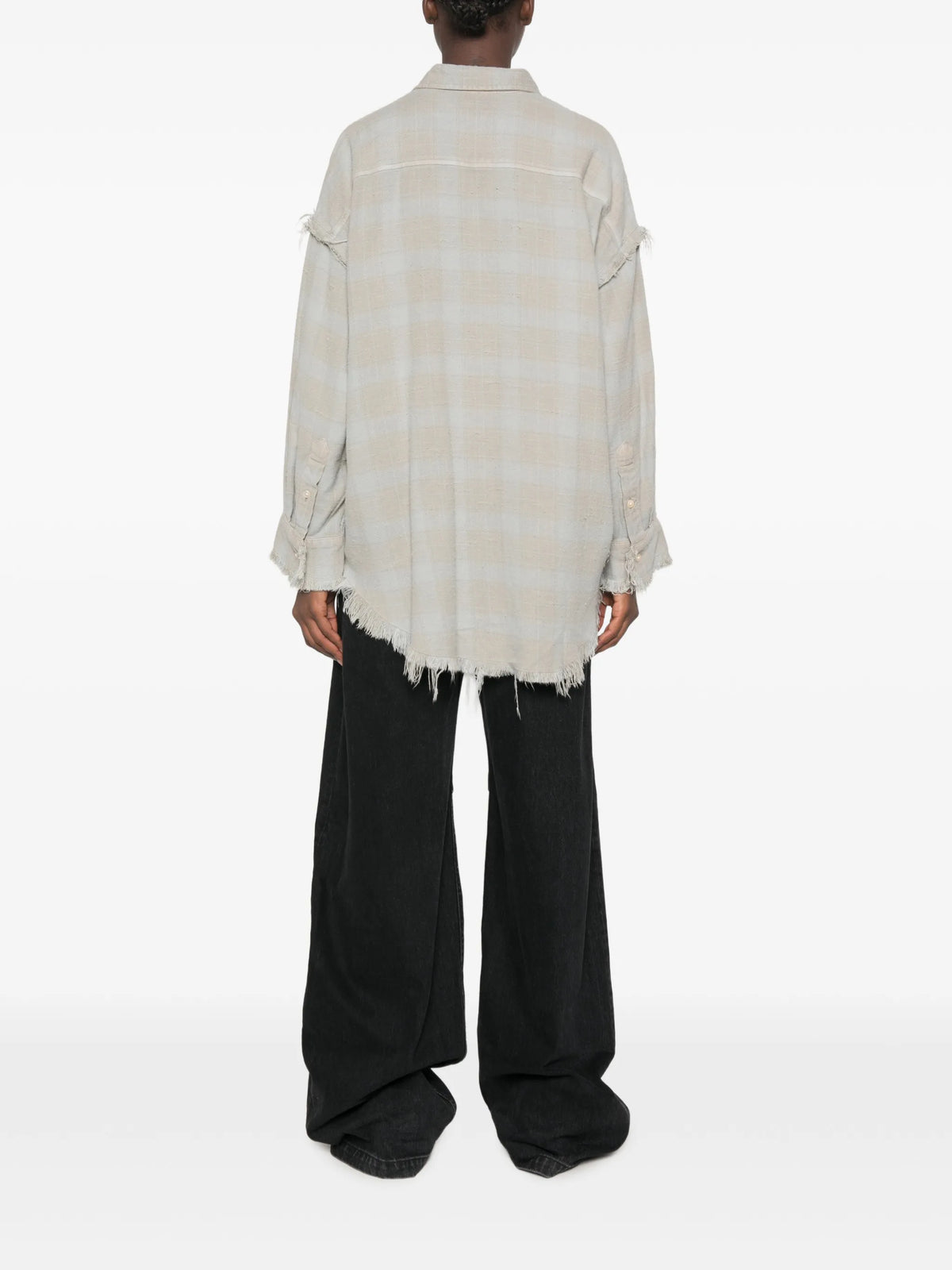shredded seam drop neck shirt