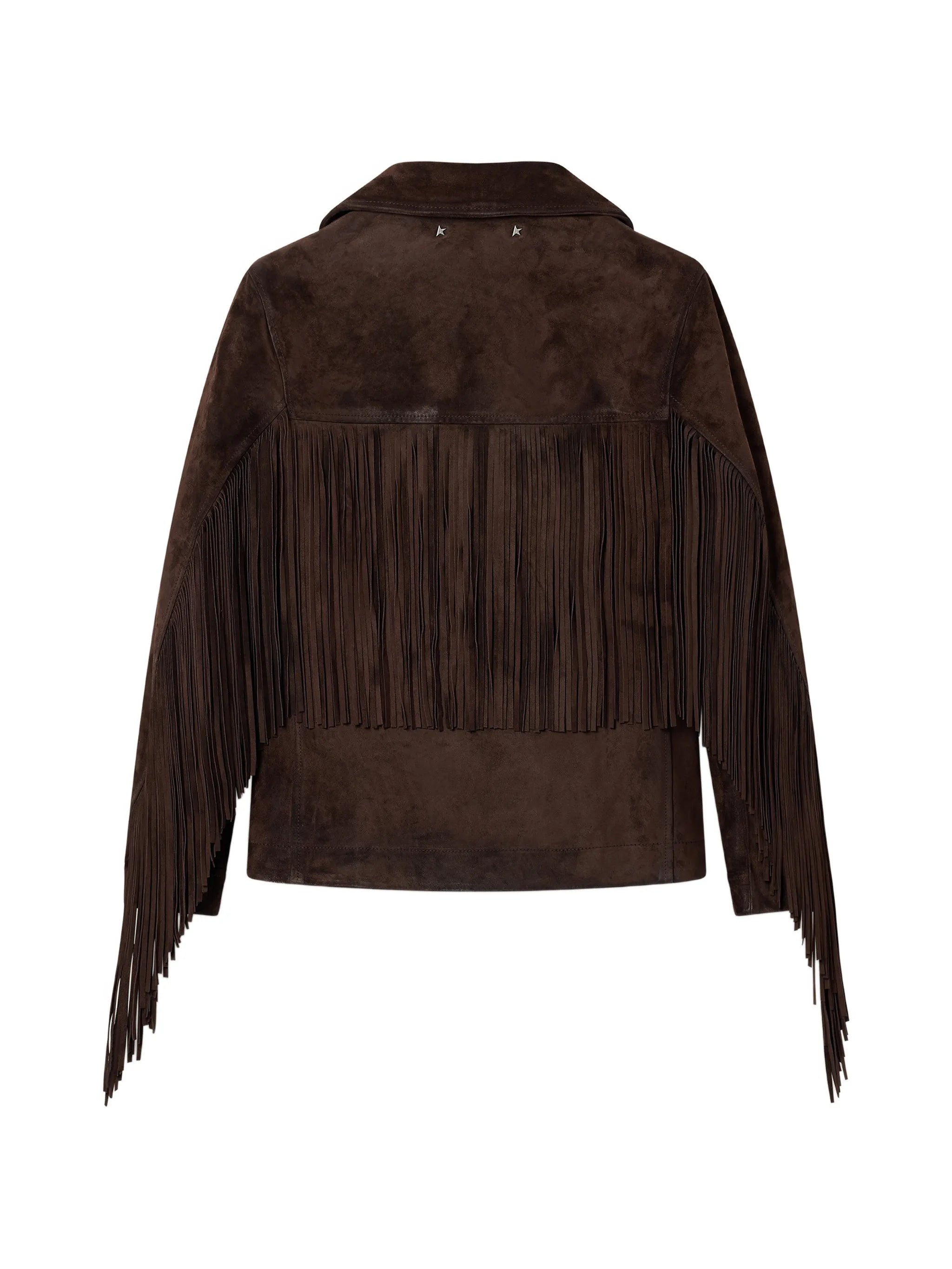 Journey jacket with fringes in waxed calf leather