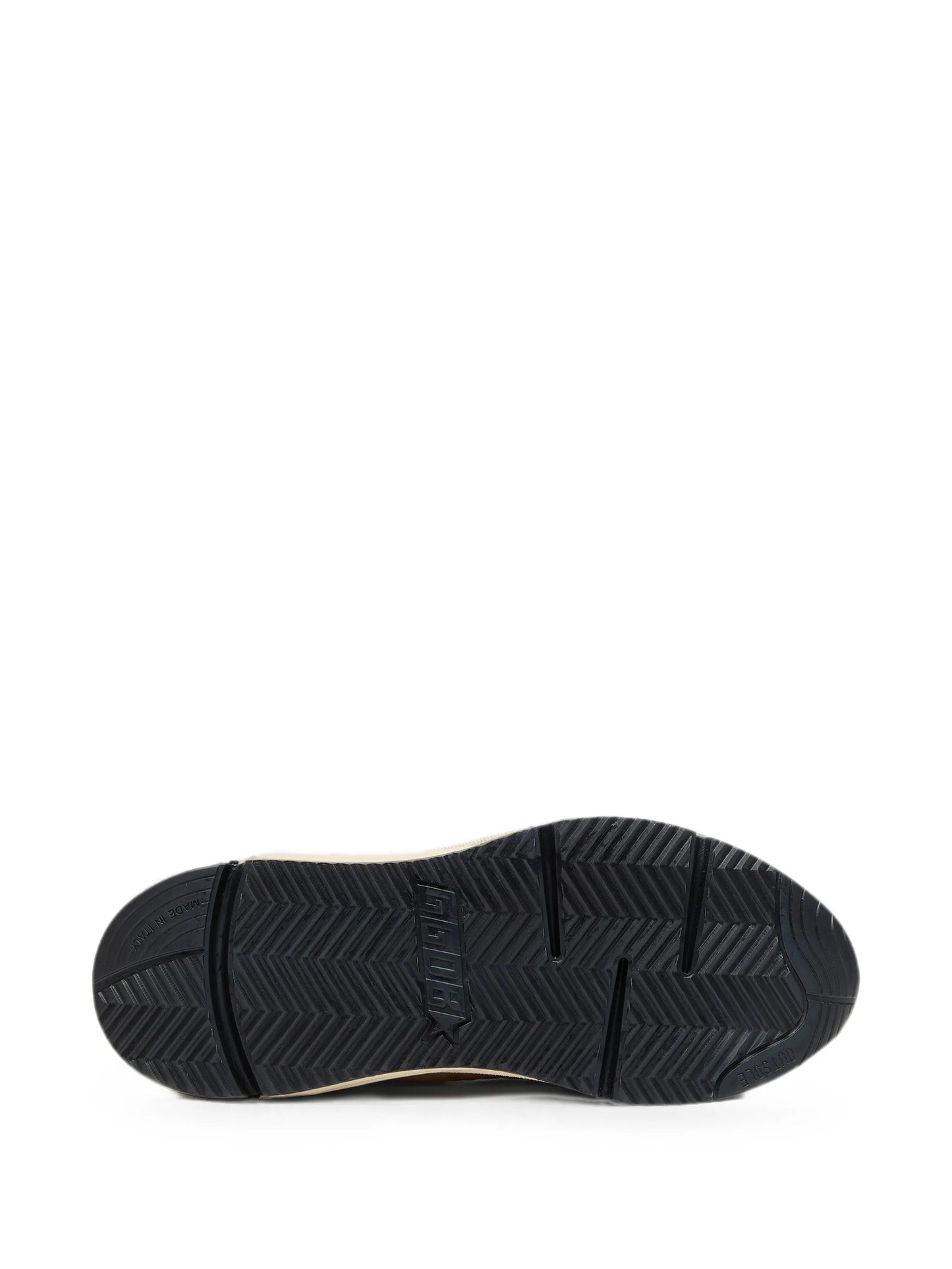 Running Sole in cream nylon and leather with green leather star sneakers