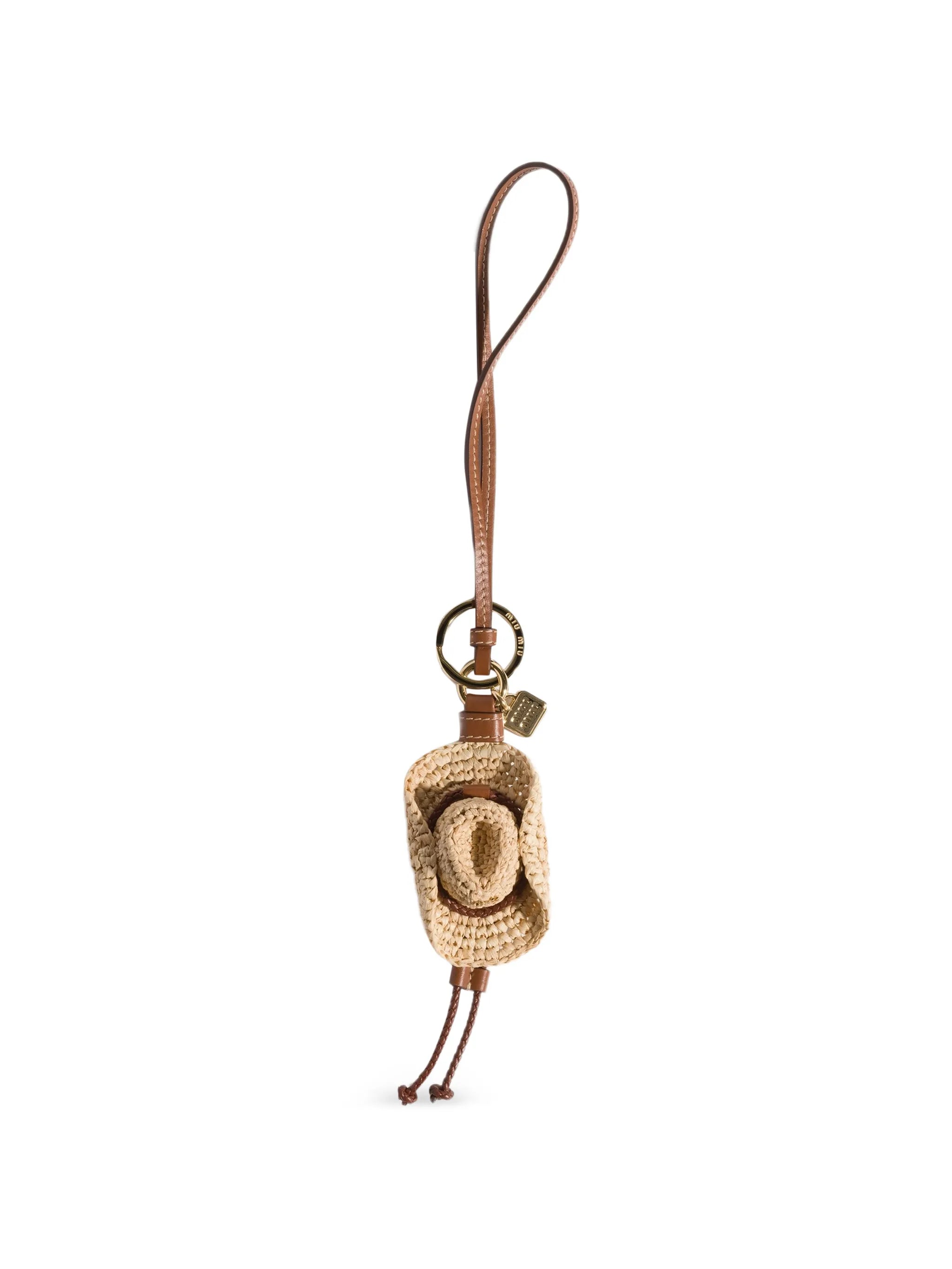 raffia and leather key ring trick