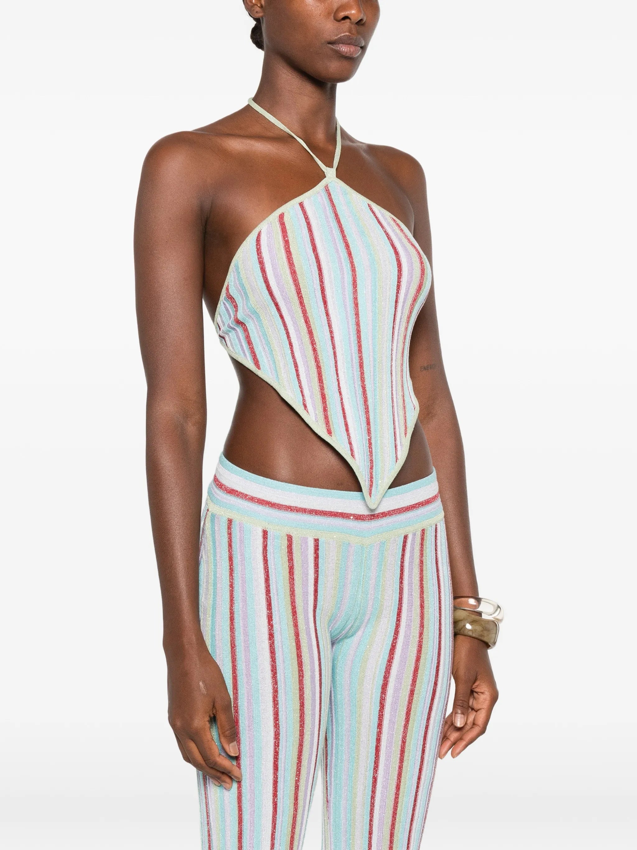 Marielle striped halterneck top