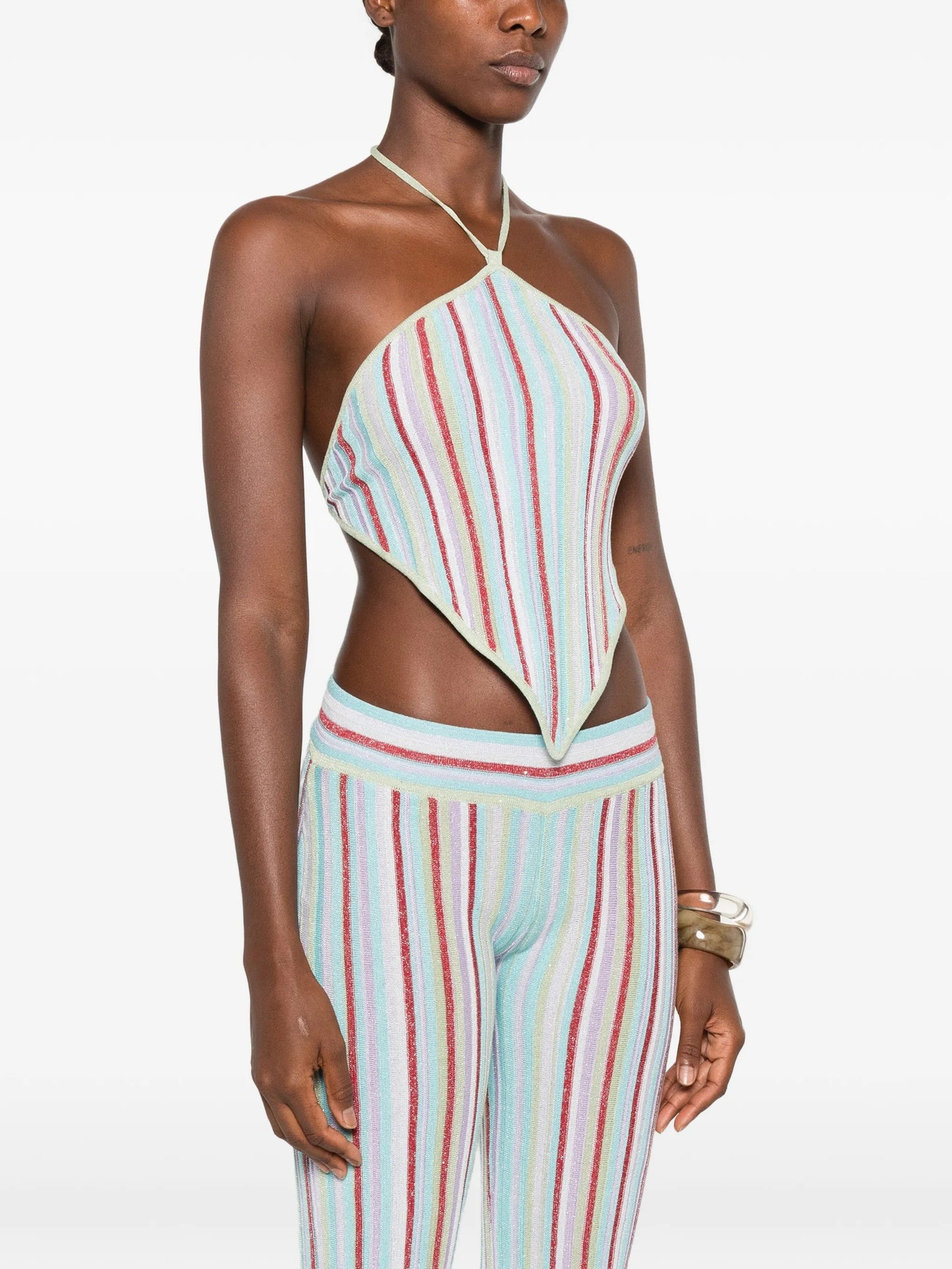 Marielle striped halterneck top