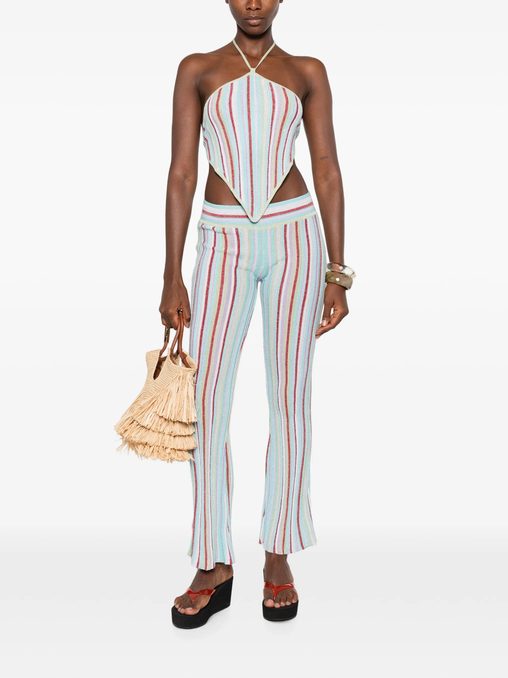 Marielle striped halterneck top