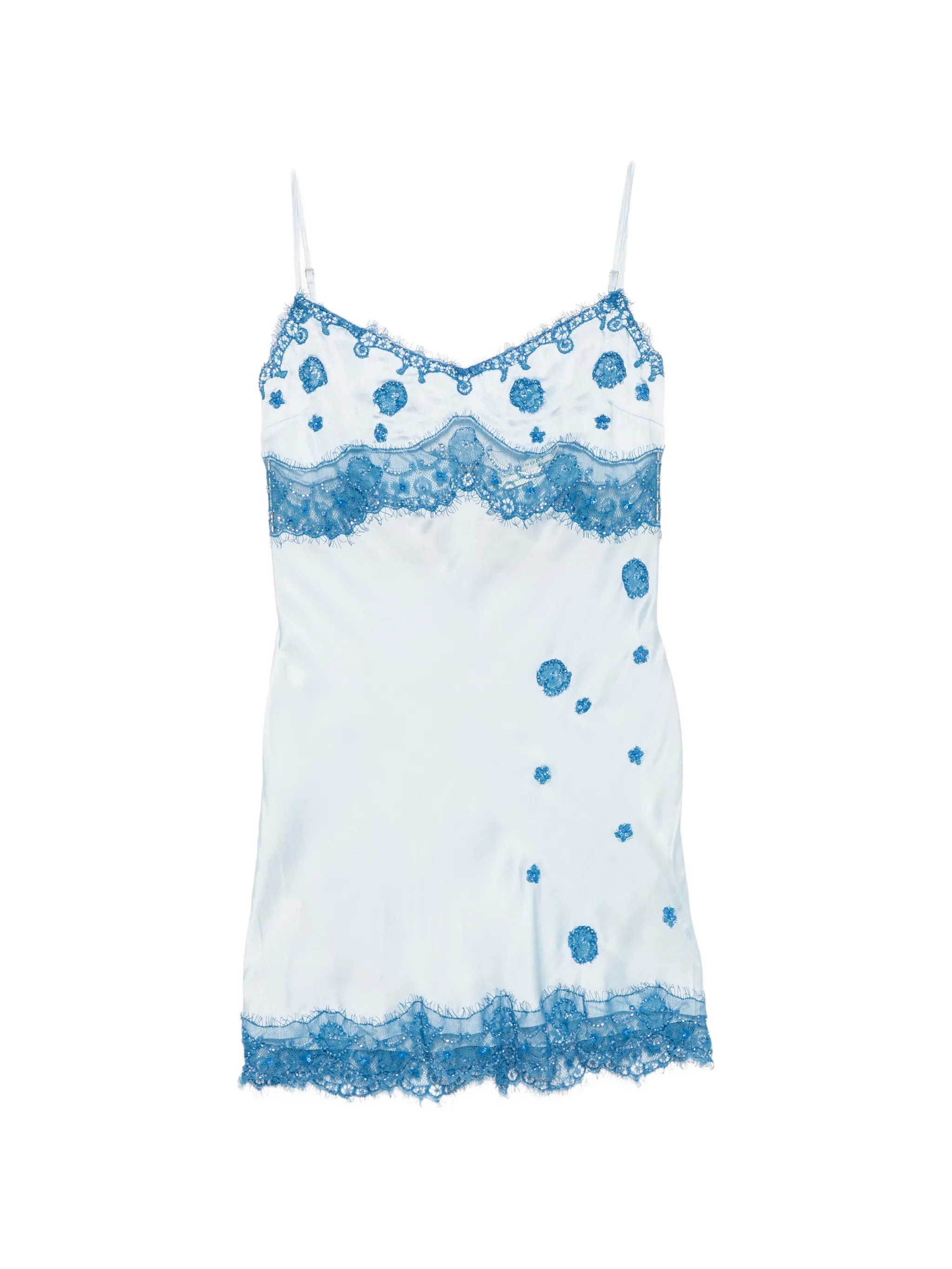 beaded lace-trim mini dress