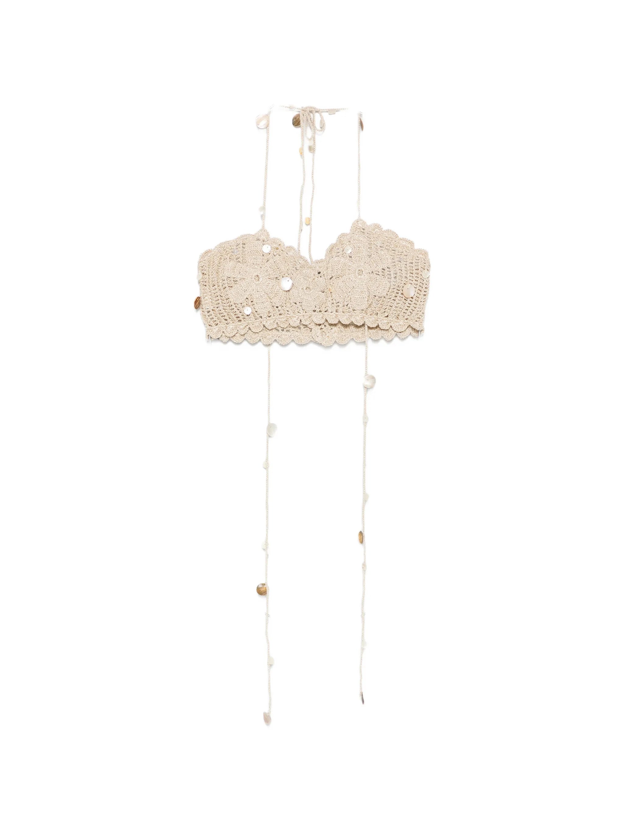Charlotte crochet shell-embellished top