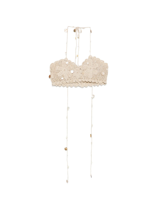 Charlotte crochet shell-embellished top