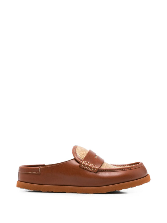 Naples raffia-panel mules