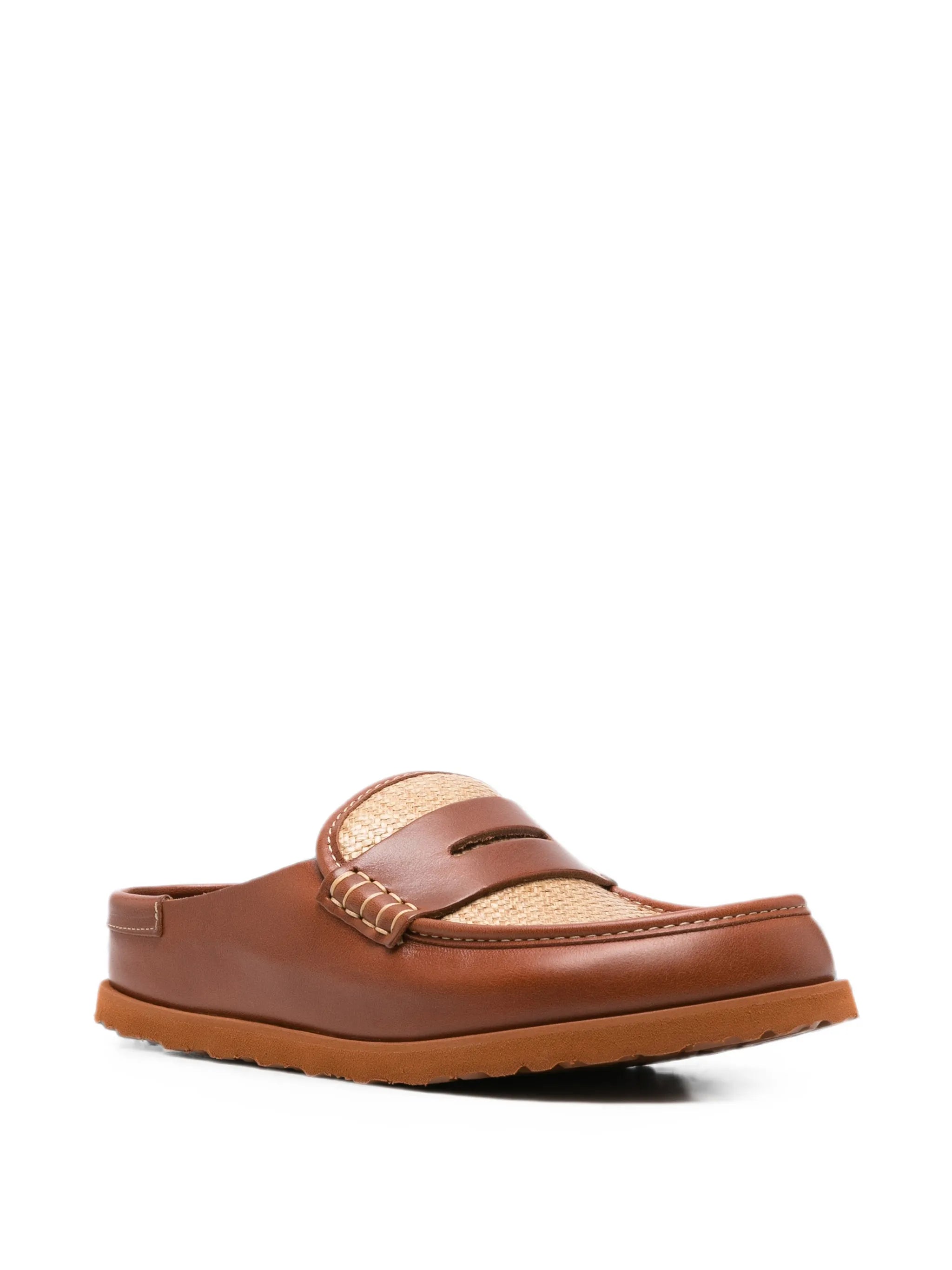 Naples raffia-panel mules