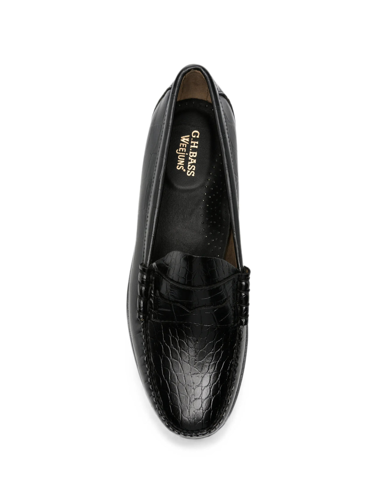 Weejuns Larson Penny loafers in black croc embossed leather