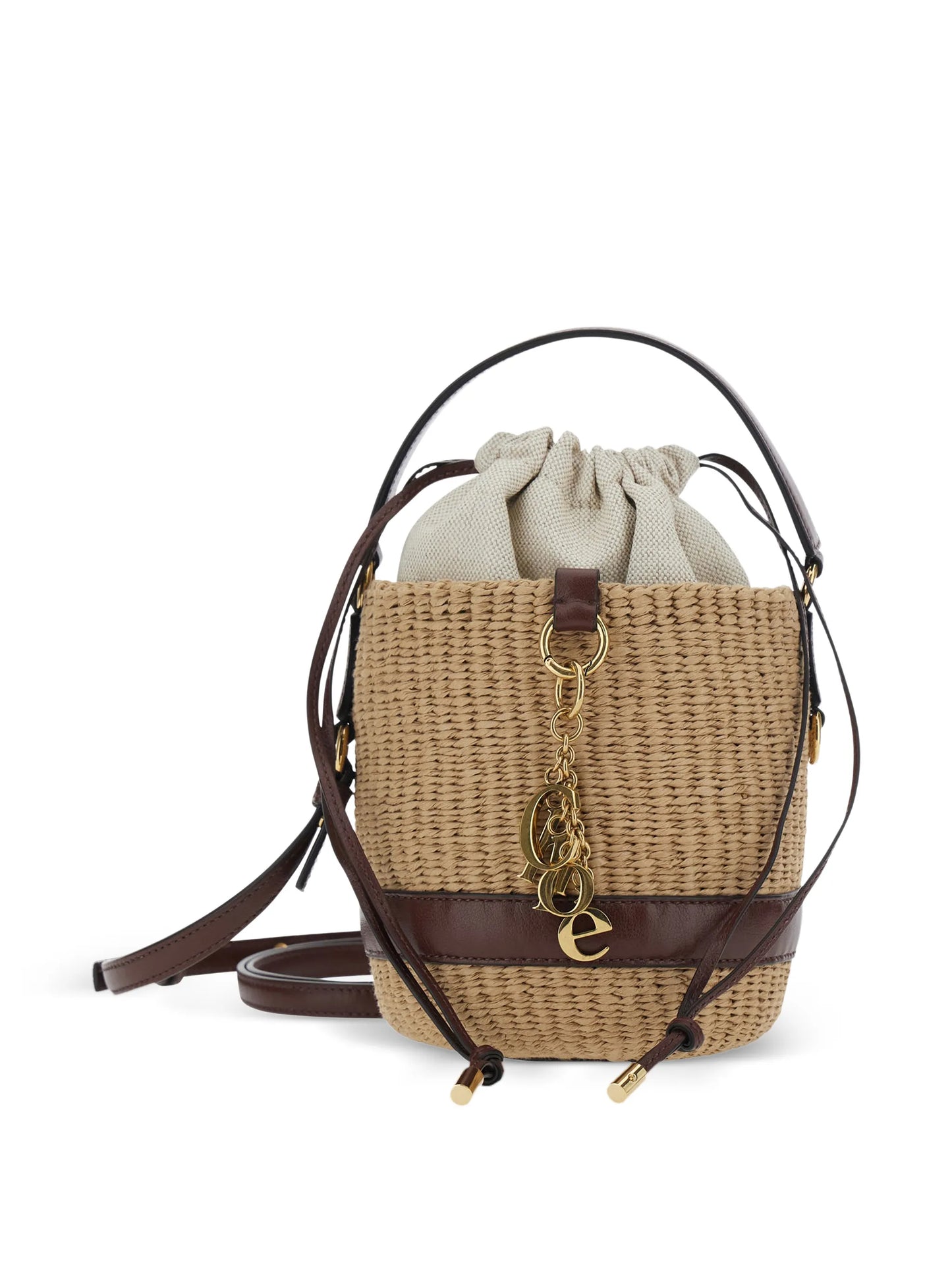 charm-embellished bucket bag