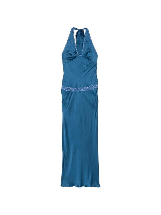 Celine bead-embellished halterneck maxi dress