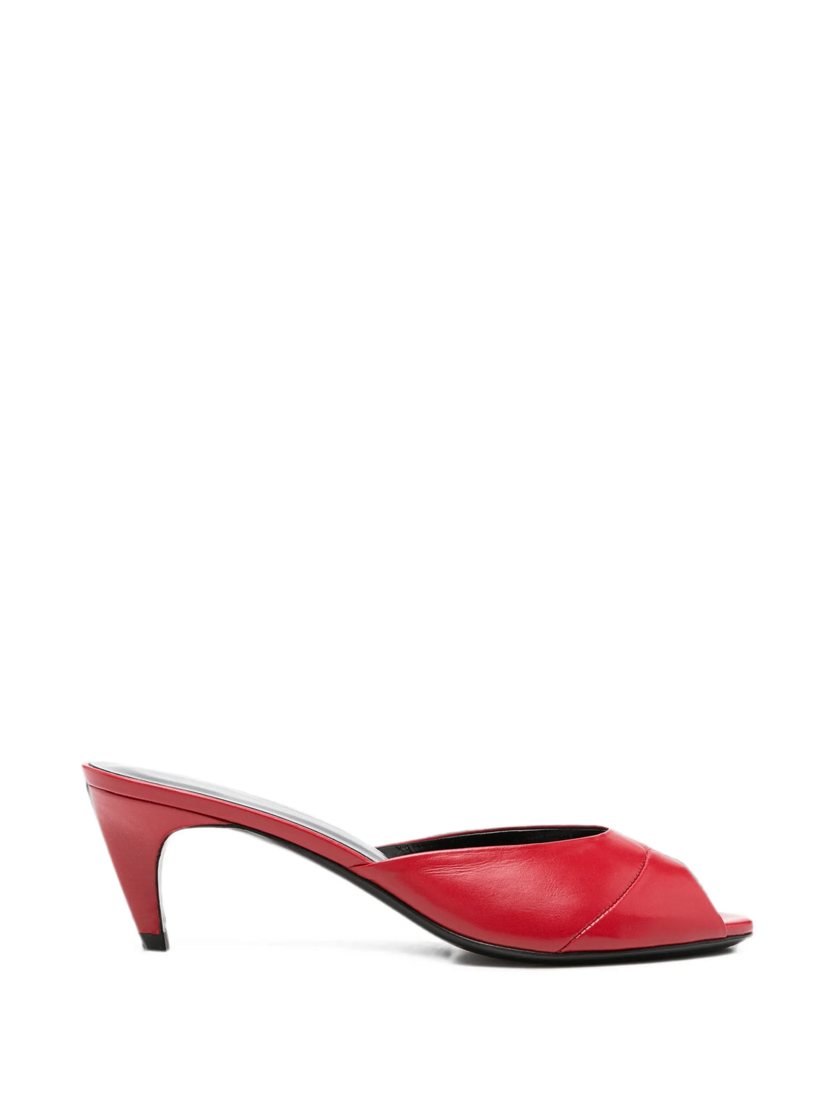 Cave mules in red creased leather