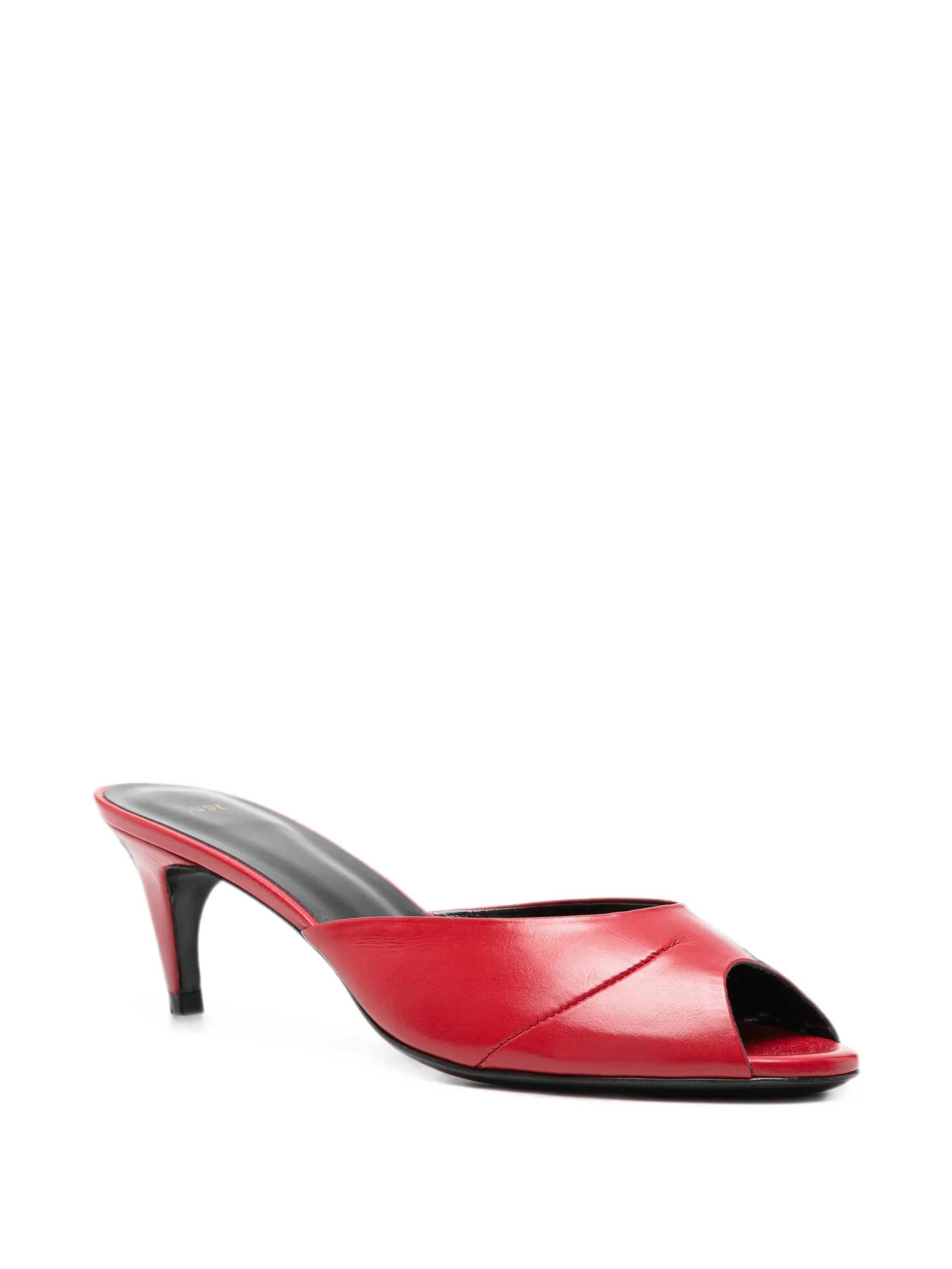 Cave mules in red creased leather