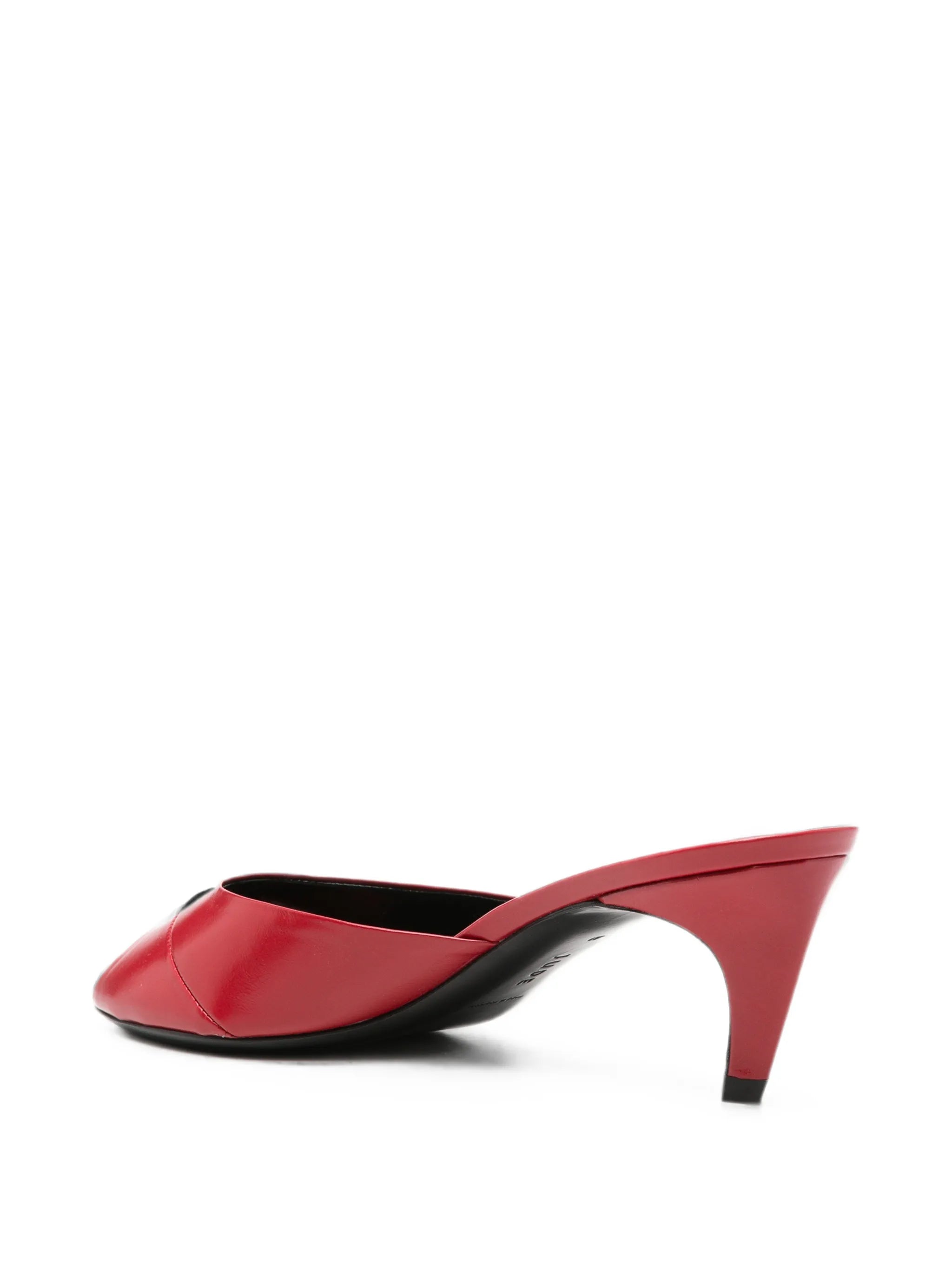 Cave mules in red creased leather