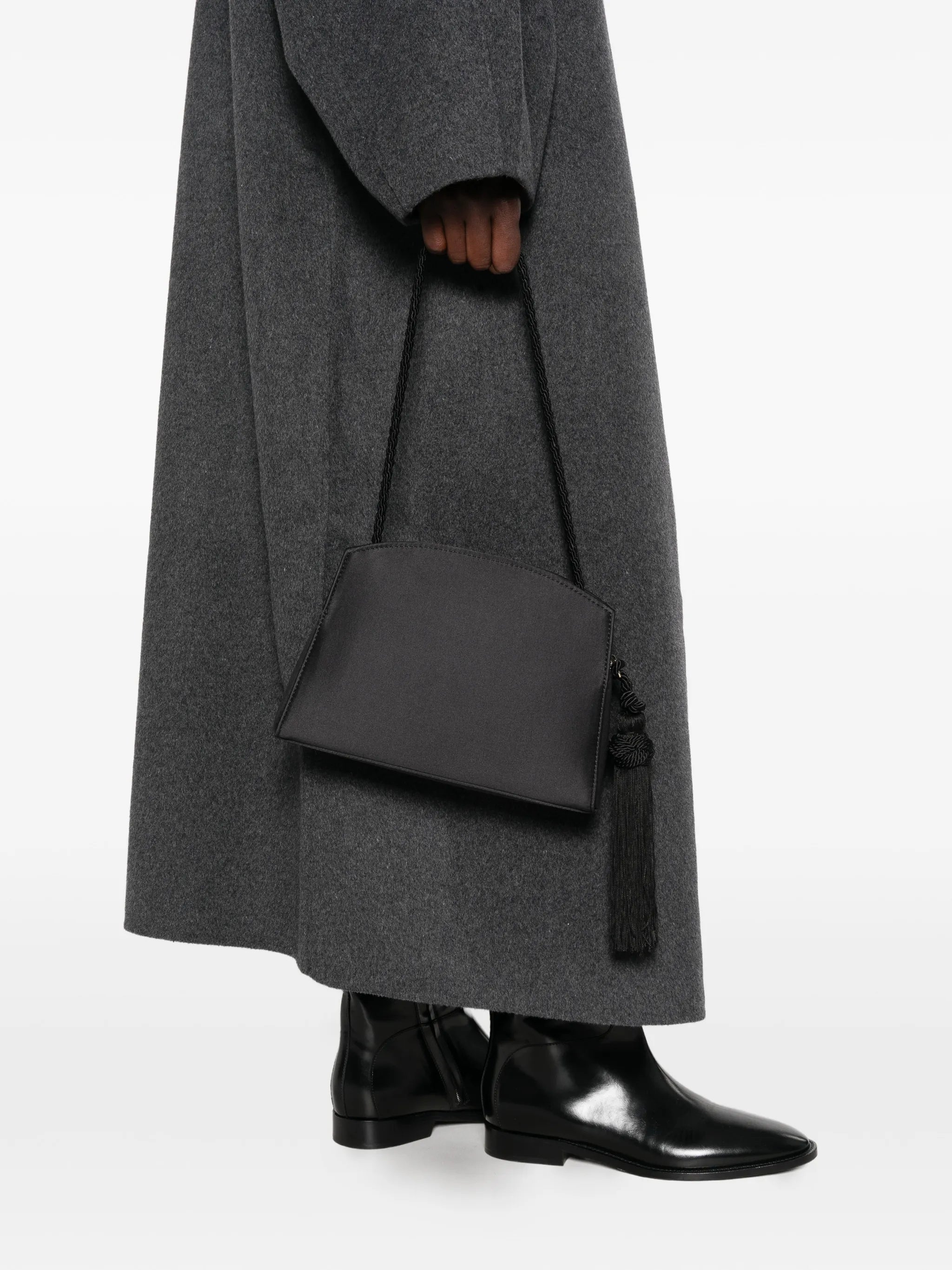 tassel-detail satin shoulder bag