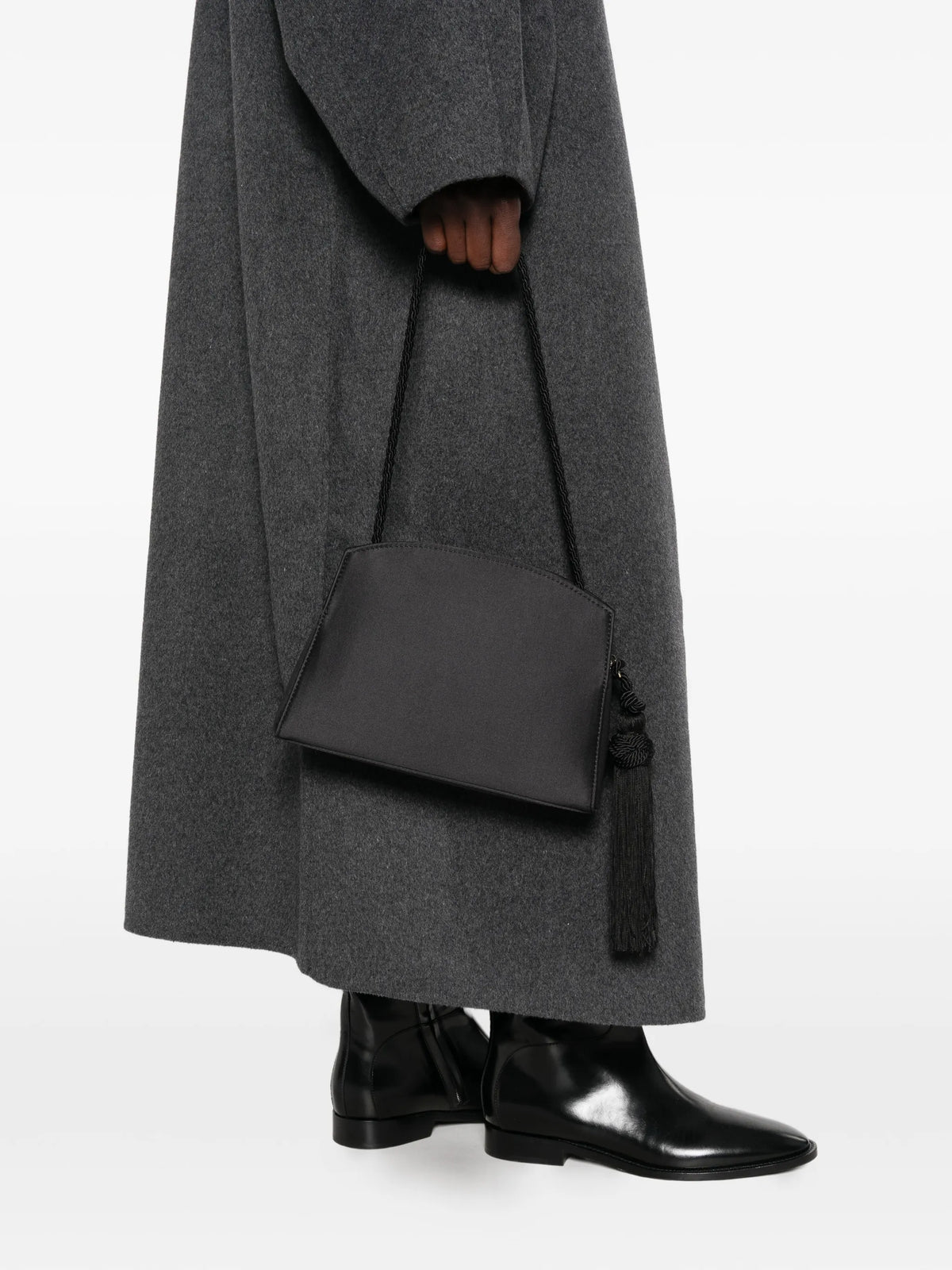 tassel-detail satin shoulder bag