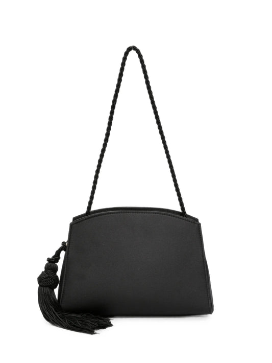tassel-detail satin shoulder bag