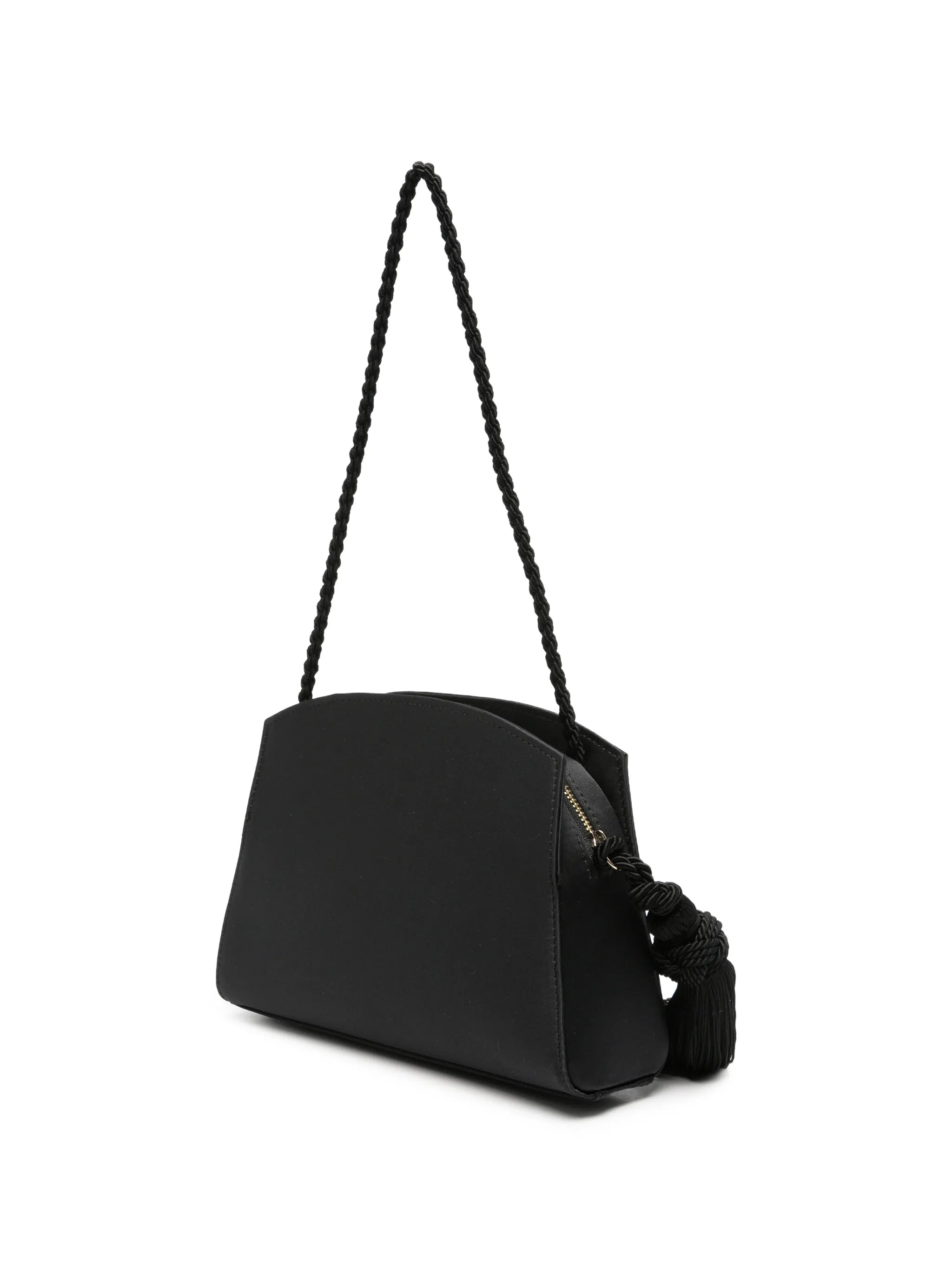 tassel-detail satin shoulder bag