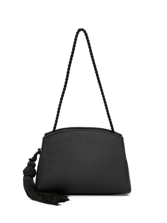 tassel-detail satin shoulder bag