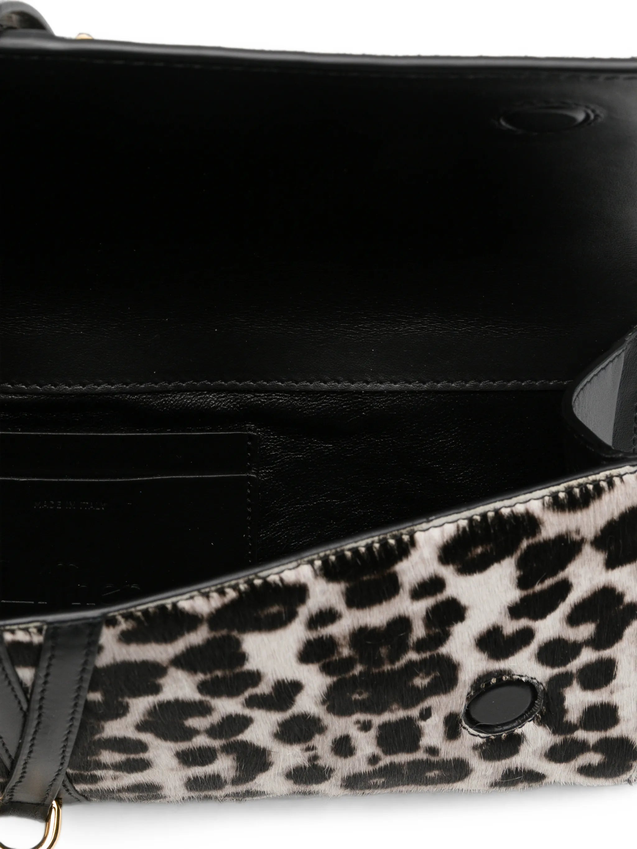 belted leopard-print haircalf clutch bag