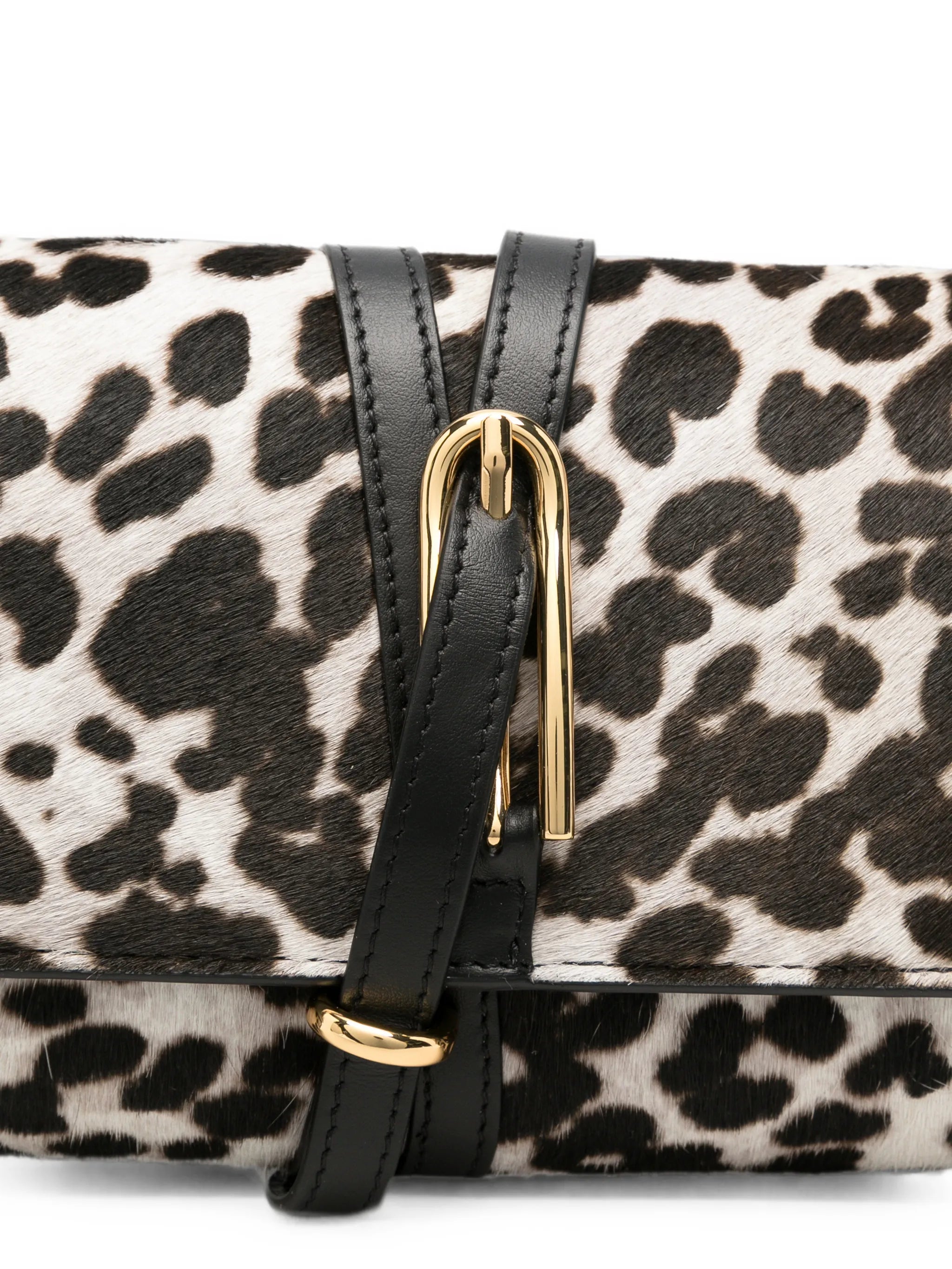belted leopard-print haircalf clutch bag