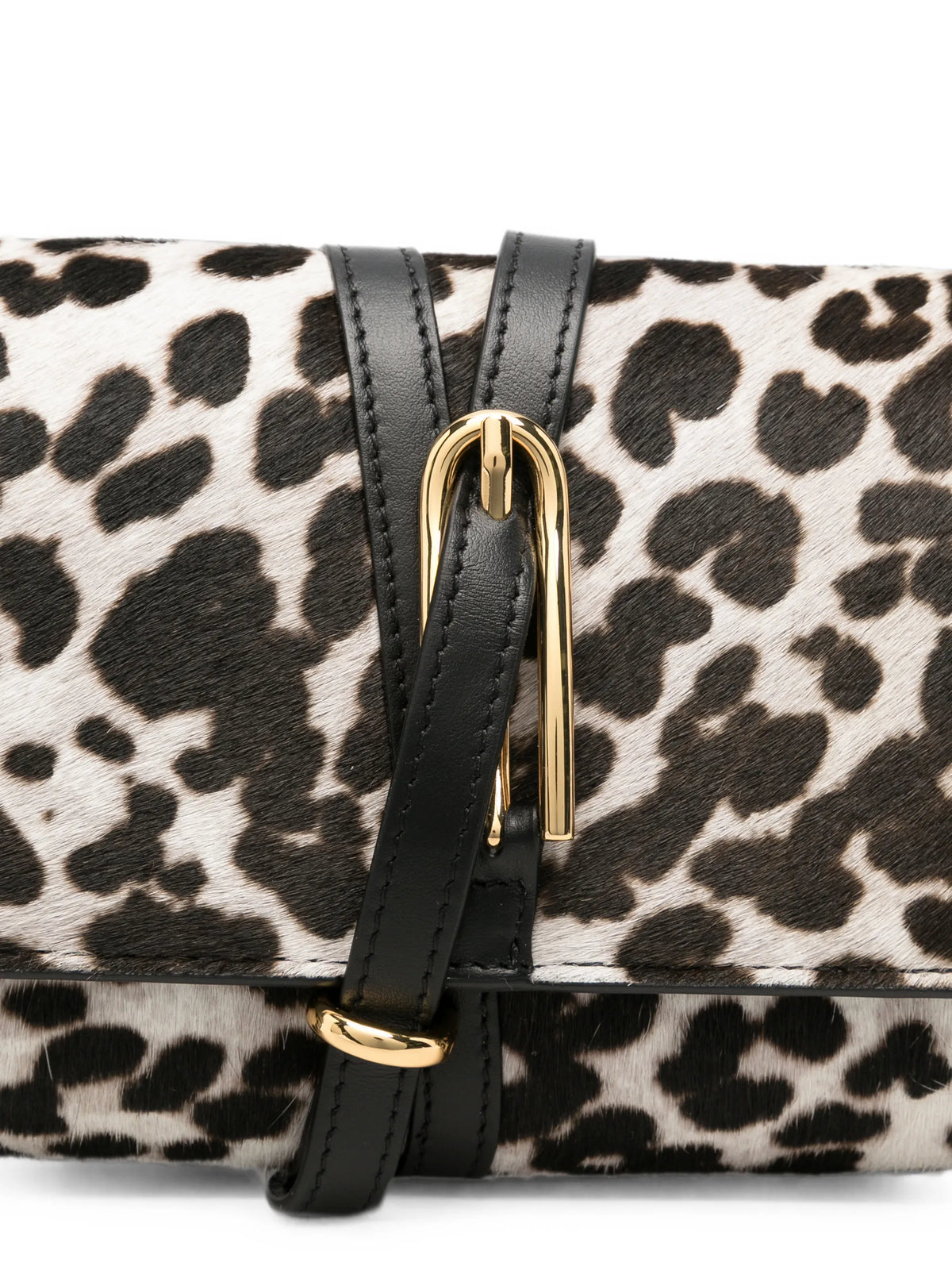 belted leopard-print haircalf clutch bag