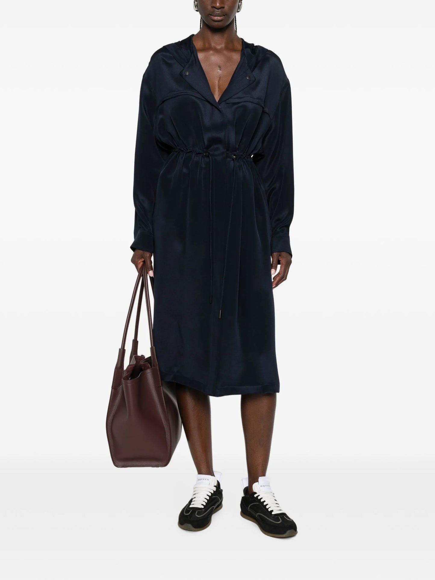 drawstring hooded coat