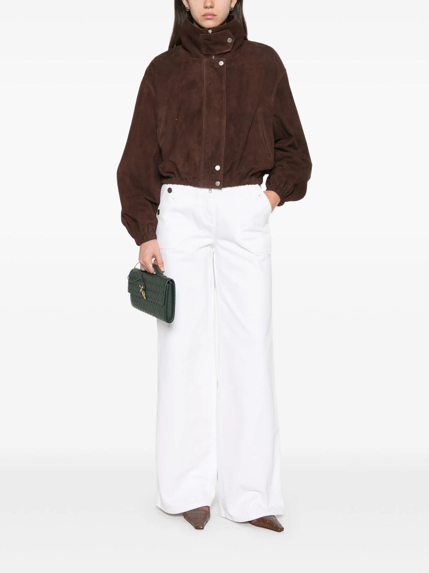 button-detail wide-leg trousers