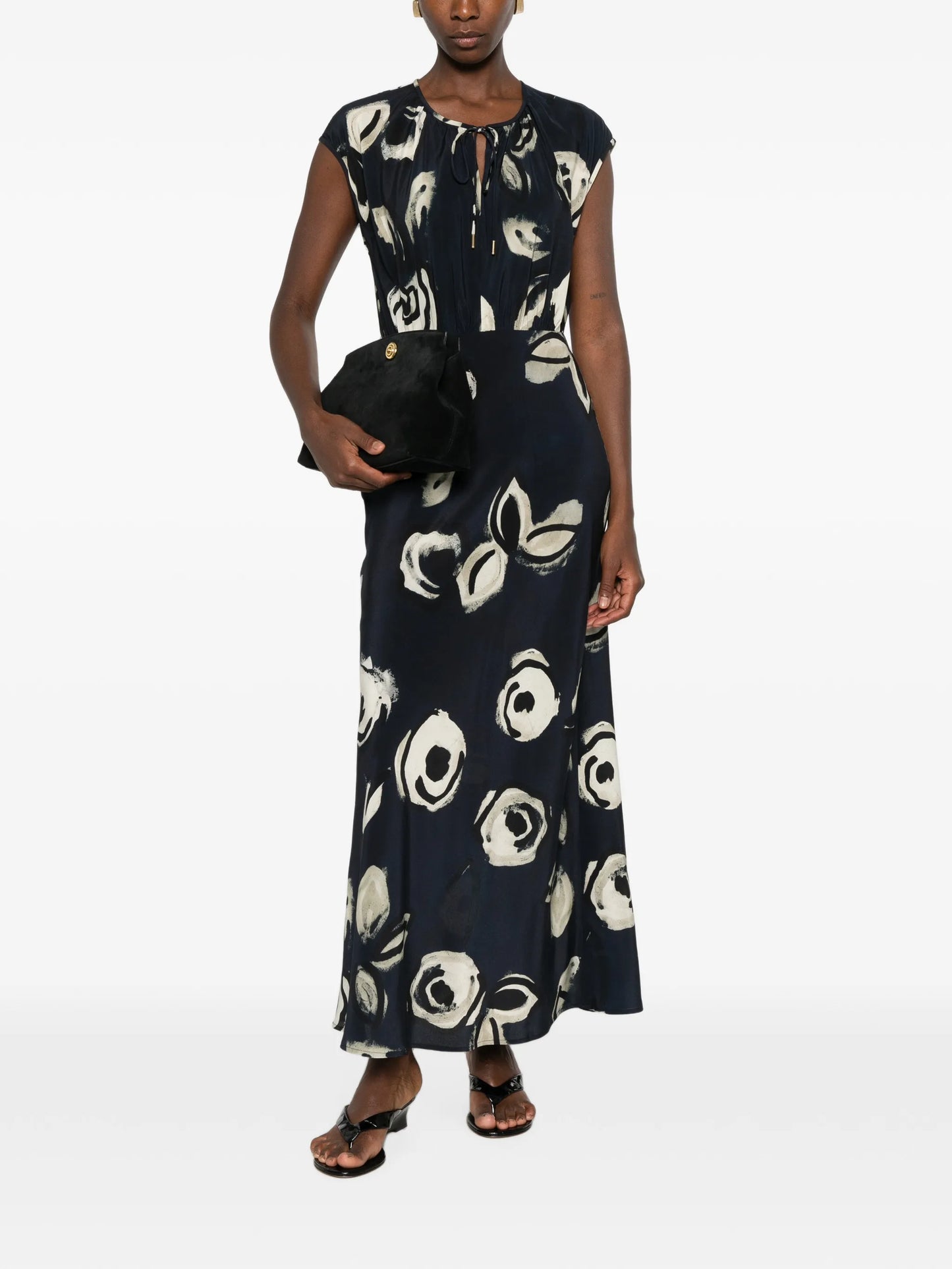 floral-print tie-waist dress