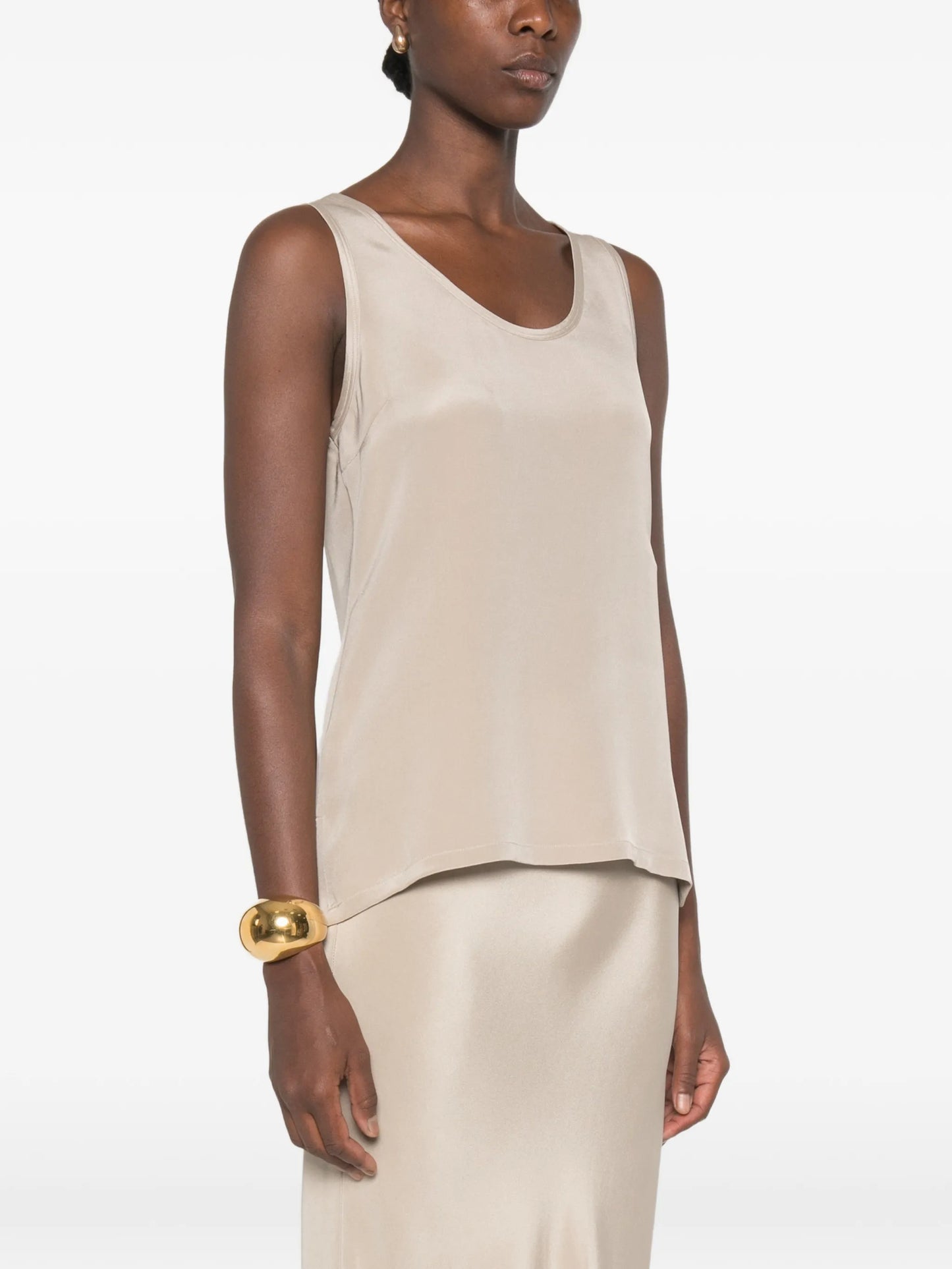 satin-finish logo-embroidered top