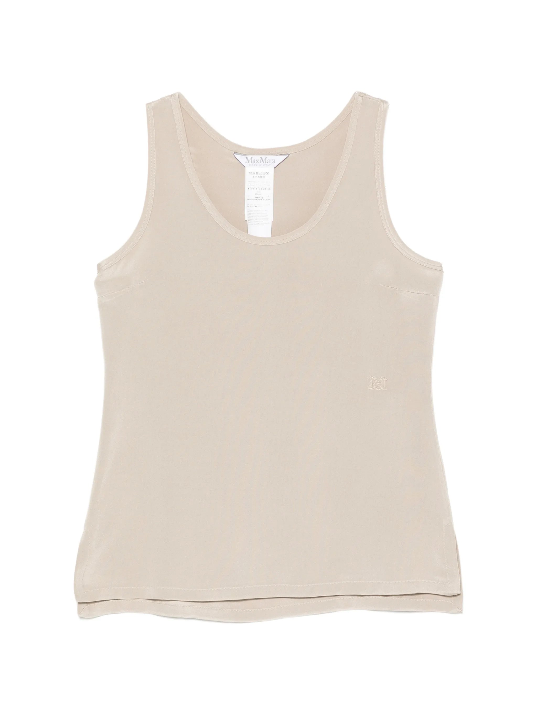 satin-finish logo-embroidered top