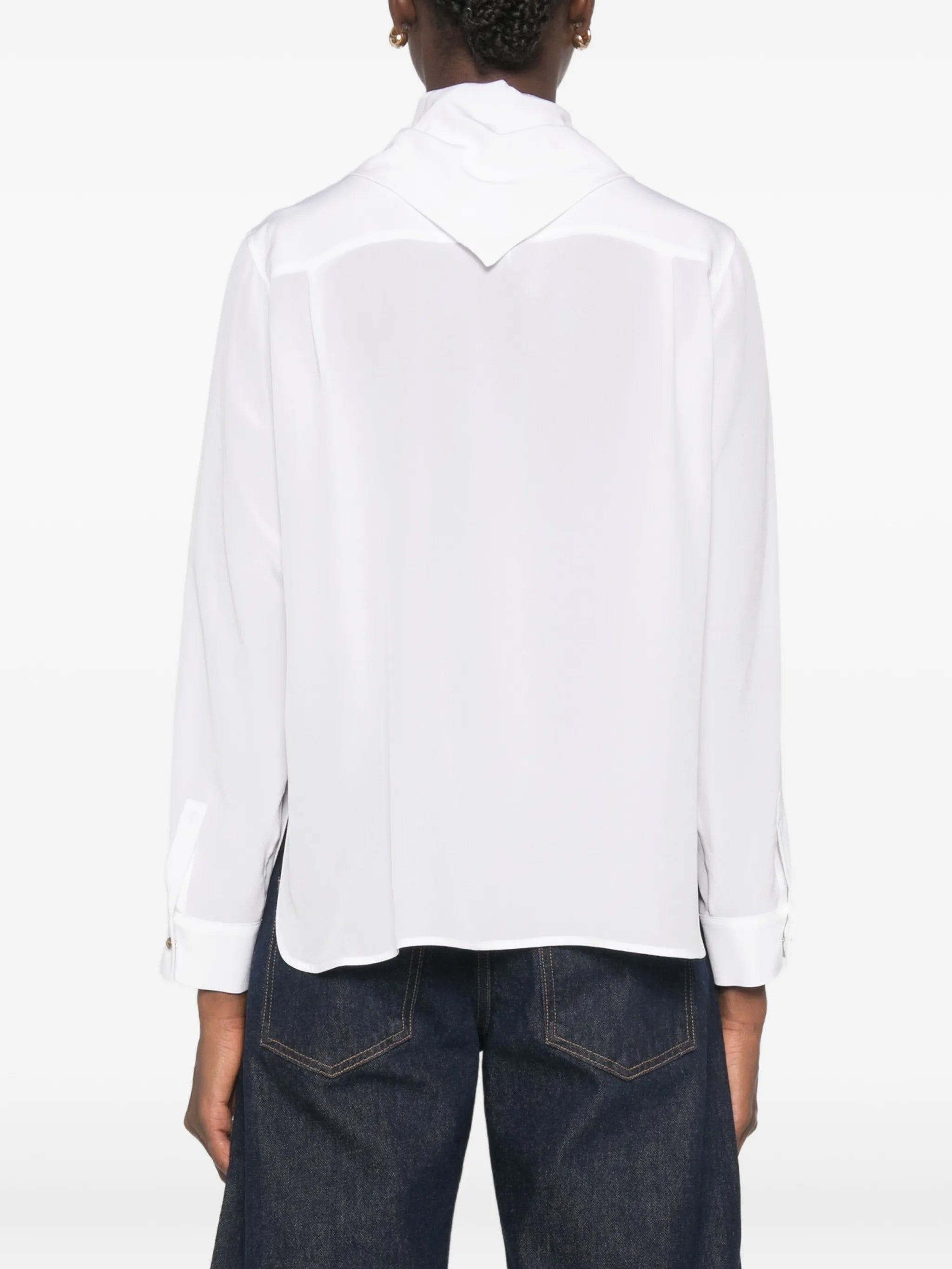 tie-neck long-sleeve shirt