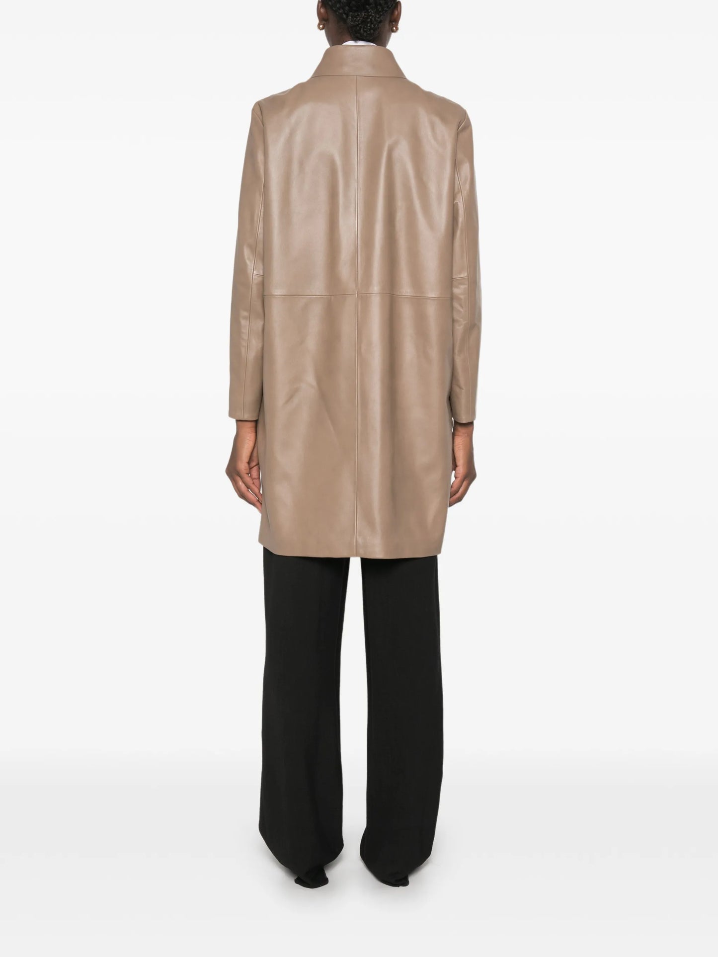 leather zip-up coat