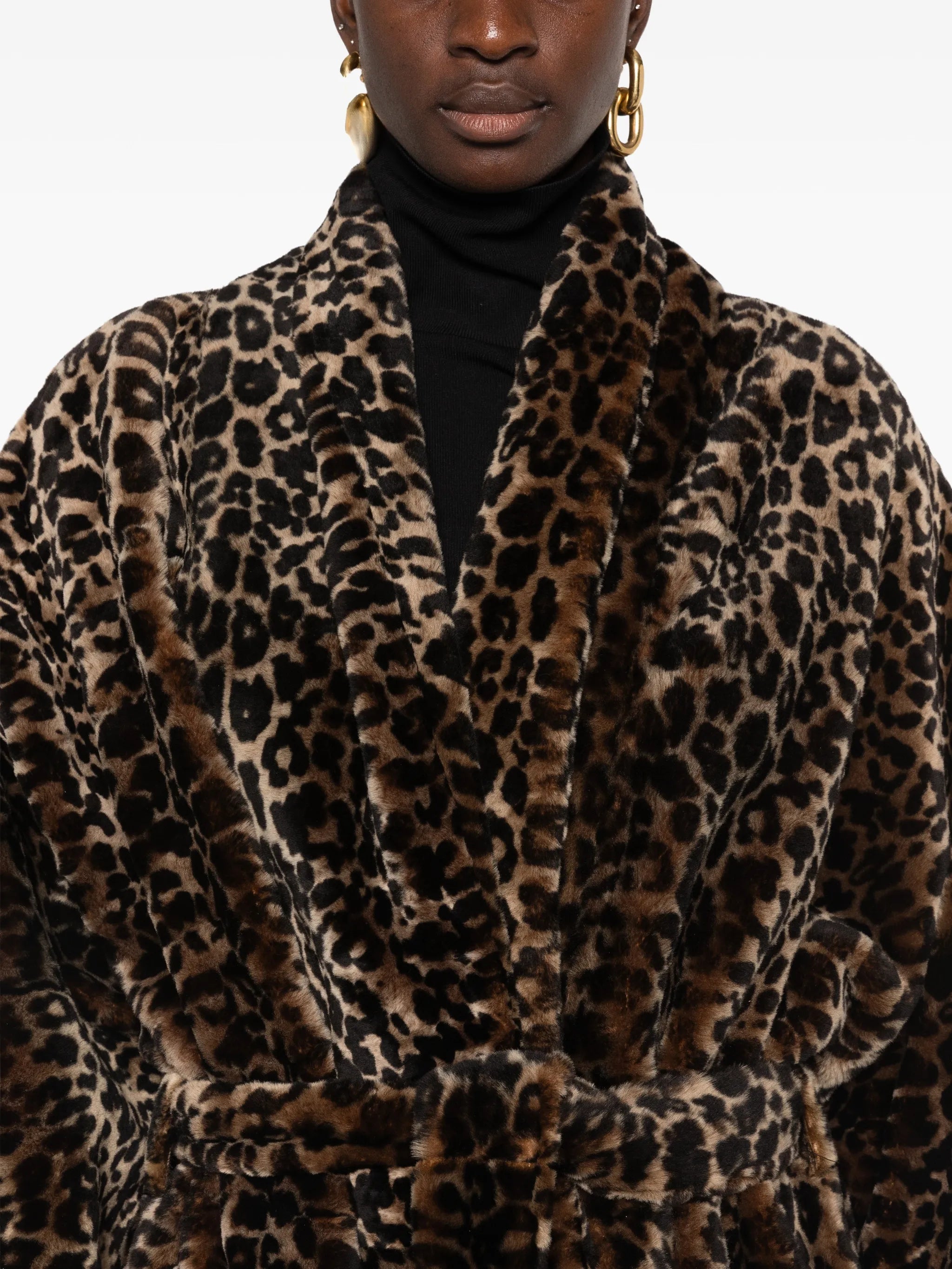 Raquel leopard-print belted coat