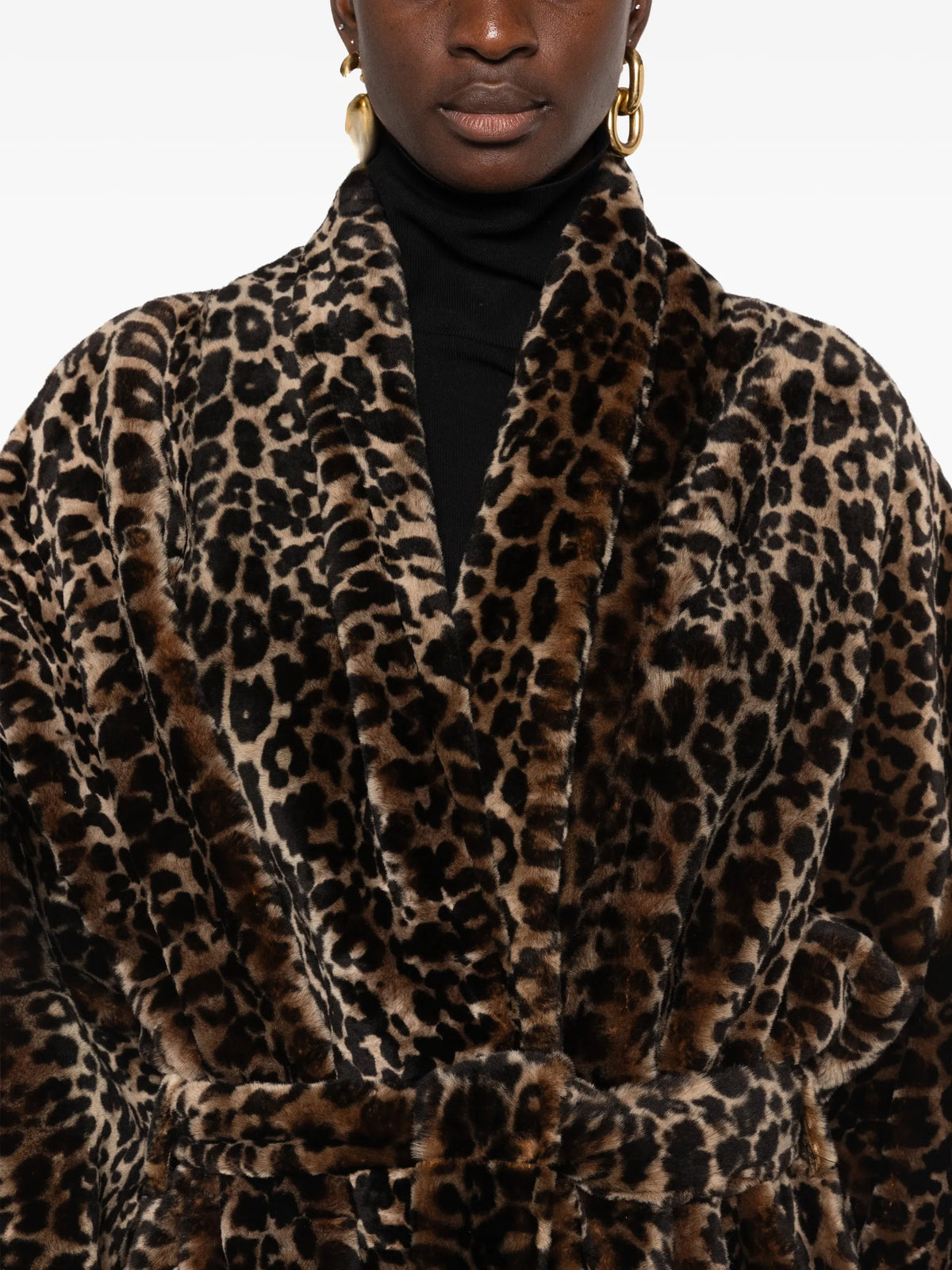 Raquel leopard-print belted coat