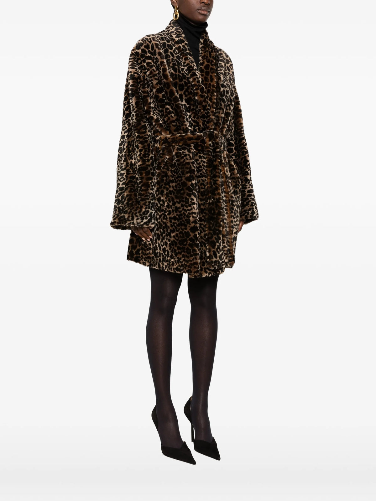 Raquel leopard-print belted coat
