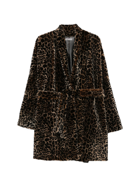 Raquel leopard-print belted coat