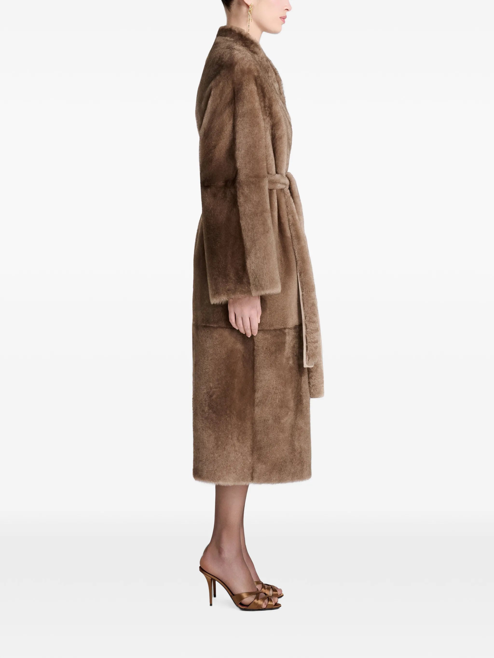 Davos belted faux-fur coat